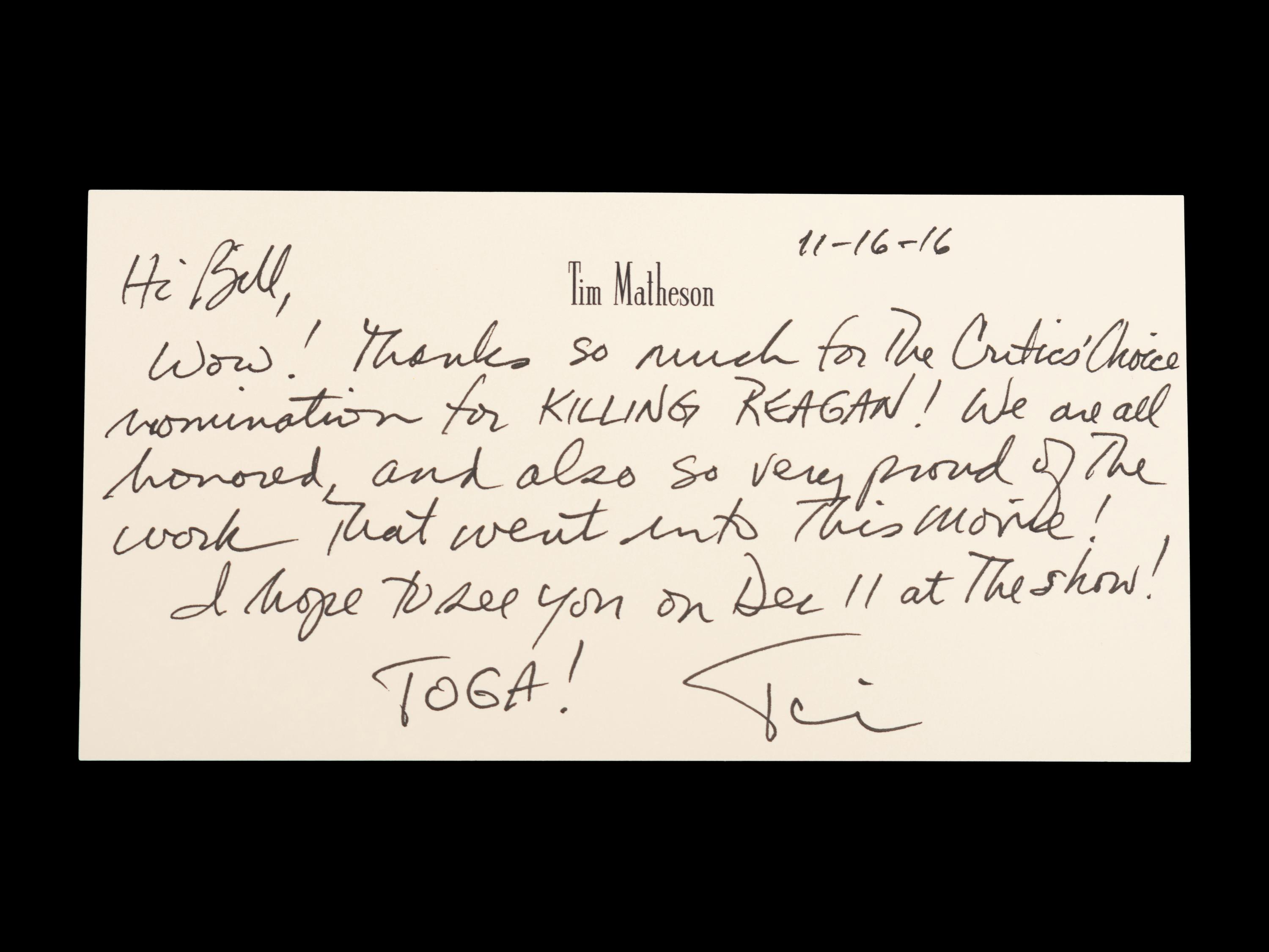 (Celebrity Memorabilia) A collection of 17 personal letters from celebrities, addressed to Bill Zwecker; comprising: