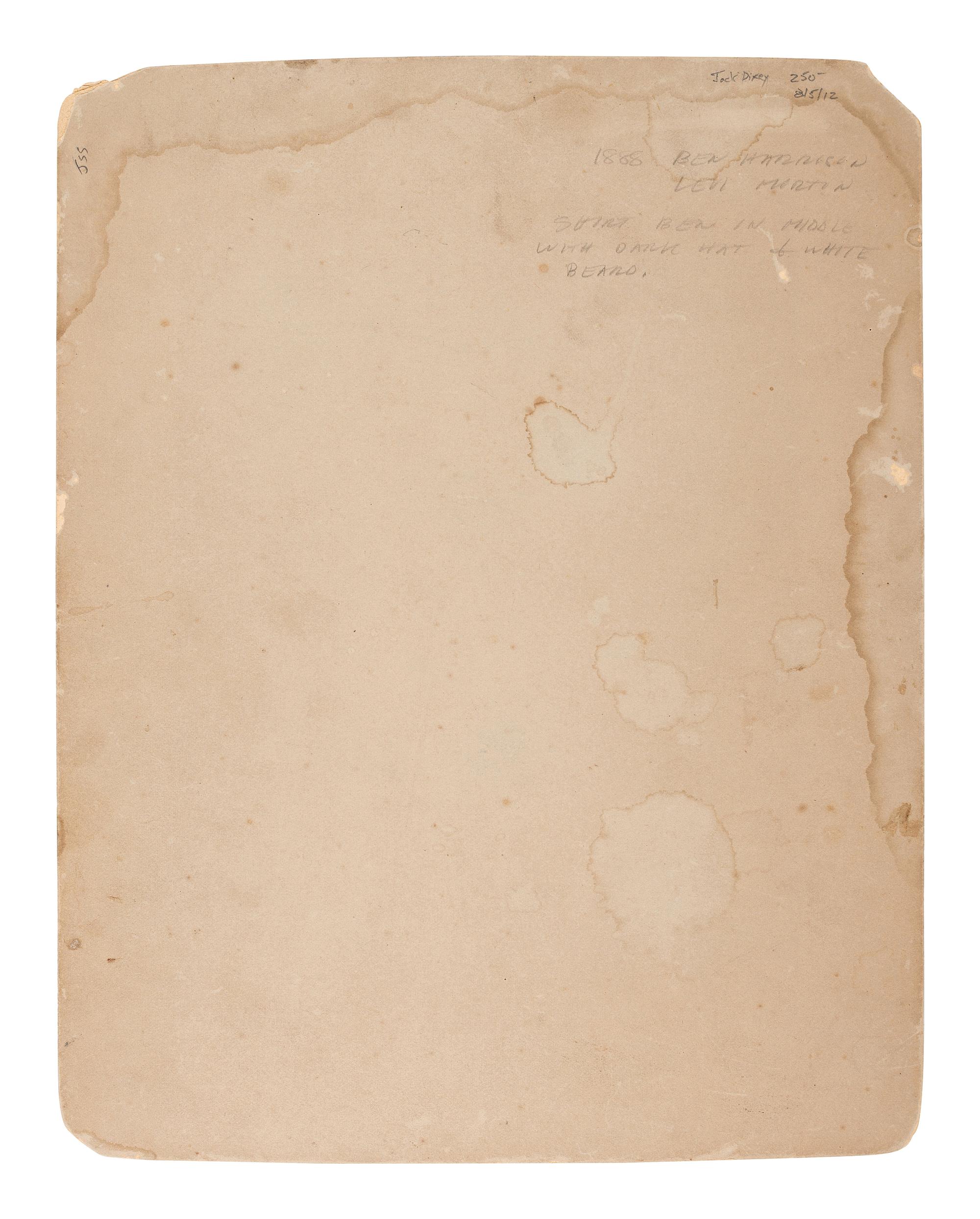 [HARRISON, Benjamin]. Large format albumen photographs of Harrison & Morton log cabin campaign buildings.