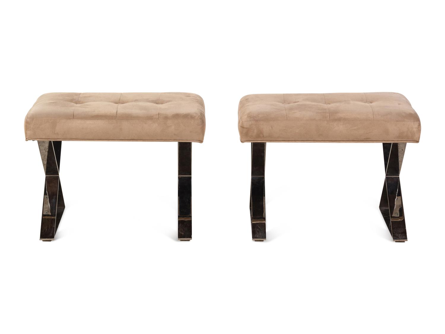A Pair of Chrome X-Form Stools