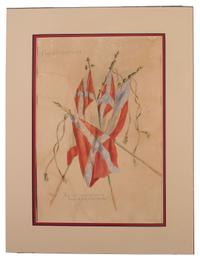 [CIVIL WAR - ARTWORK]. LEACH, Dixie W., artist. CSA flag memorial painting with print, ca 1910.