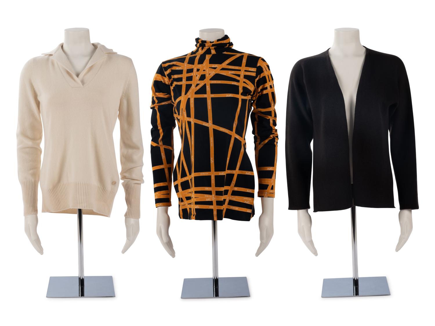 Three Designer Knit Tops: One Hermès Cardigan, One Hermès Turtleneck, One Loro Piana Sweater, 2000s