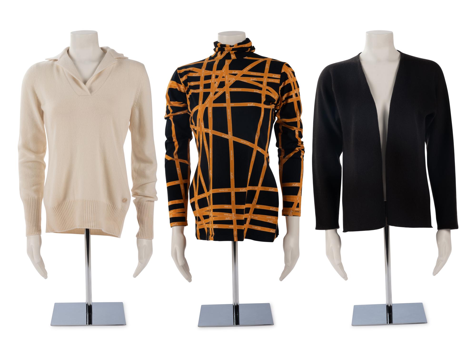 Three Designer Knit Tops: One Hermès Cardigan, One Hermès Turtleneck, One Loro Piana Sweater, 2000s