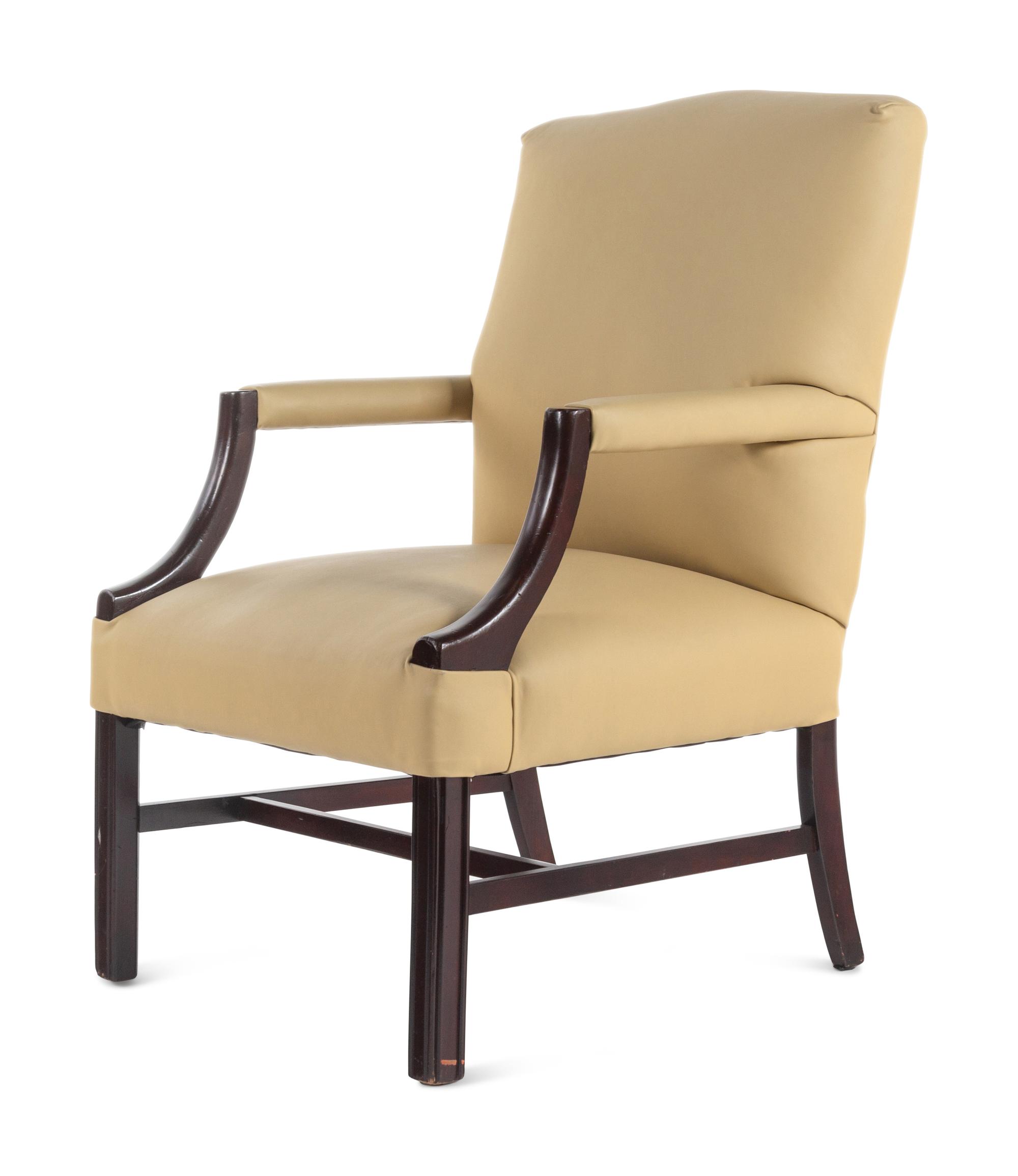 A Georgian Style Faux Leather-Upholstered Armchair