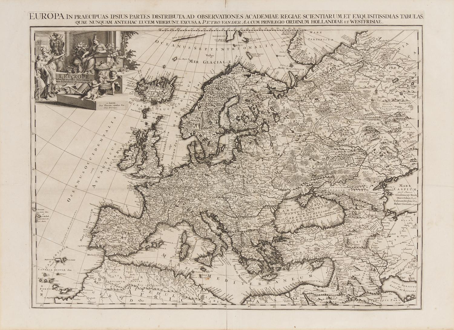 VAN DER AA, Pieter (1659-1733). L'Europe selon les nouvelles Observations de Messrs. de l'Academie des Sciences . Leiden, [1713].