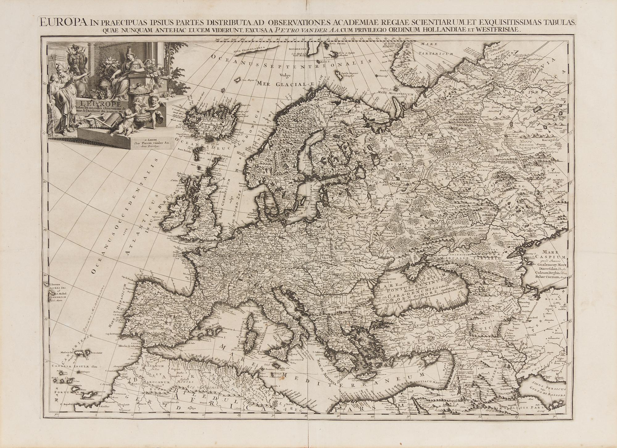 VAN DER AA, Pieter (1659-1733). L'Europe selon les nouvelles Observations de Messrs. de l'Academie des Sciences . Leiden, [1713].