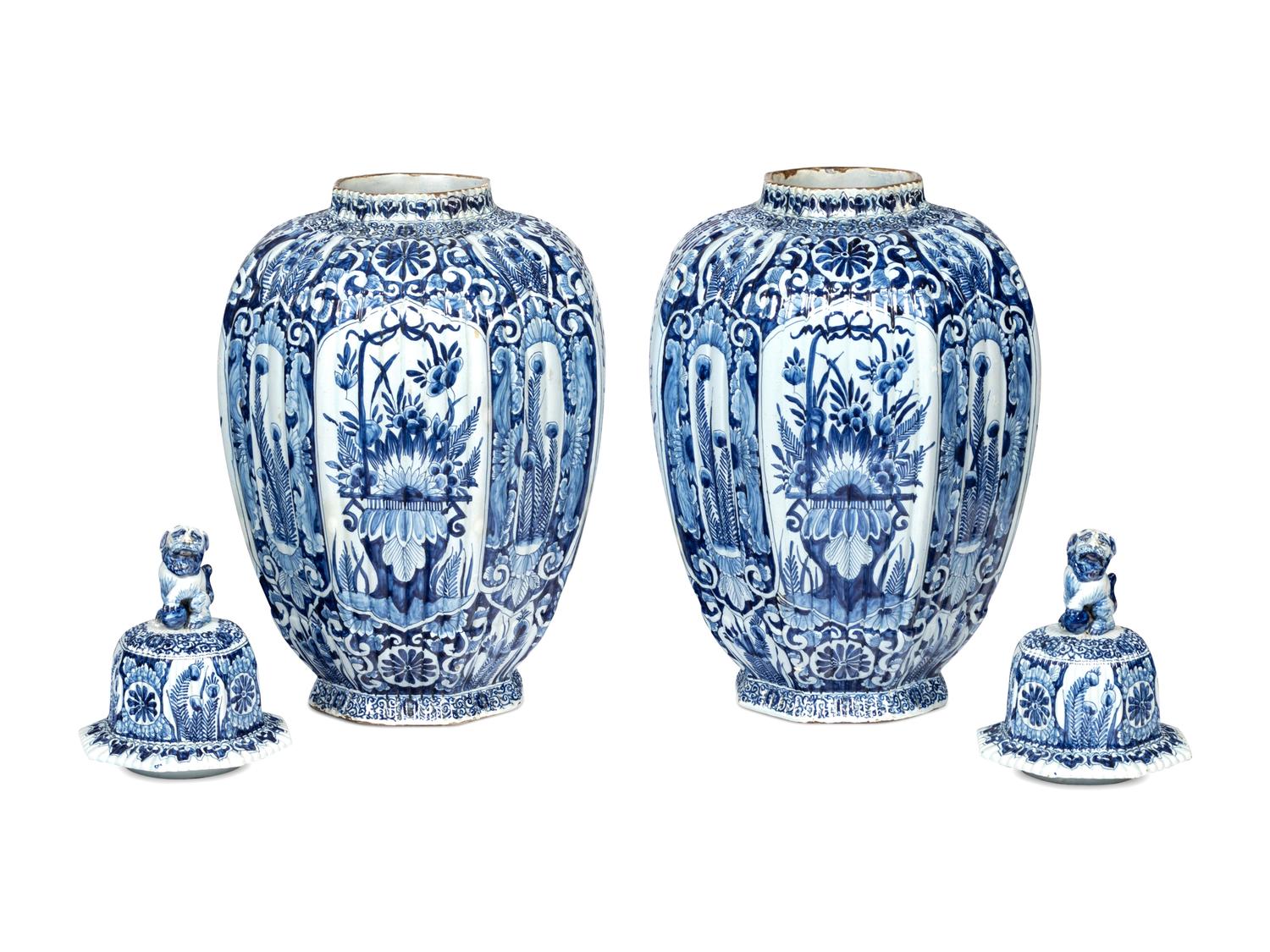 A Pair of Large Samson Glazed Earthenware Jars and Covers