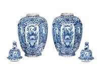 A Pair of Large Samson Glazed Earthenware Jars and Covers