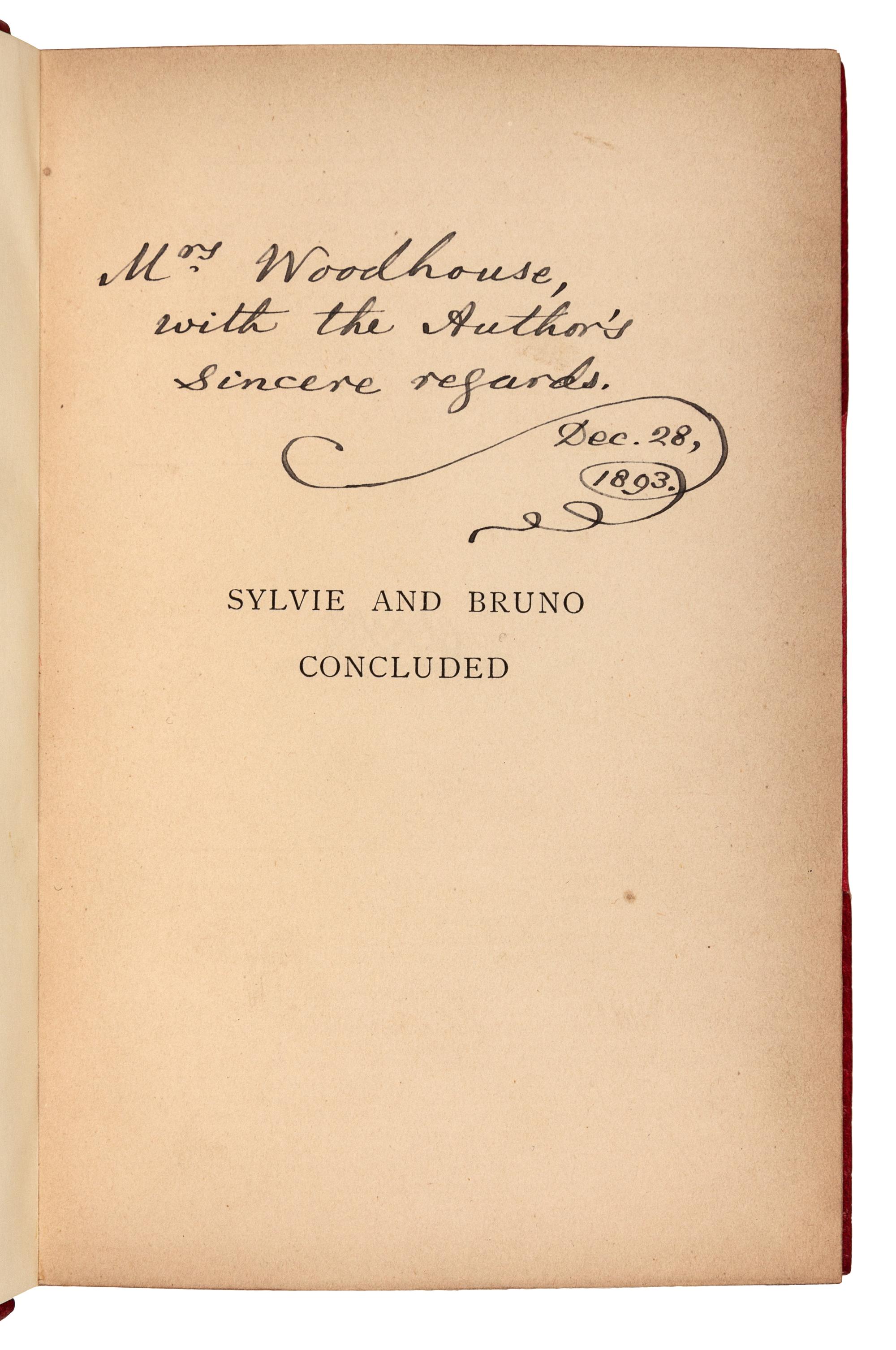 DODGSON, Charles Lutwidge ("Lewis Carroll") (1832-1898). Sylvie and Bruno. - Sylvie and Bruno Concluded. London: Macmillan, 1889, 1893.