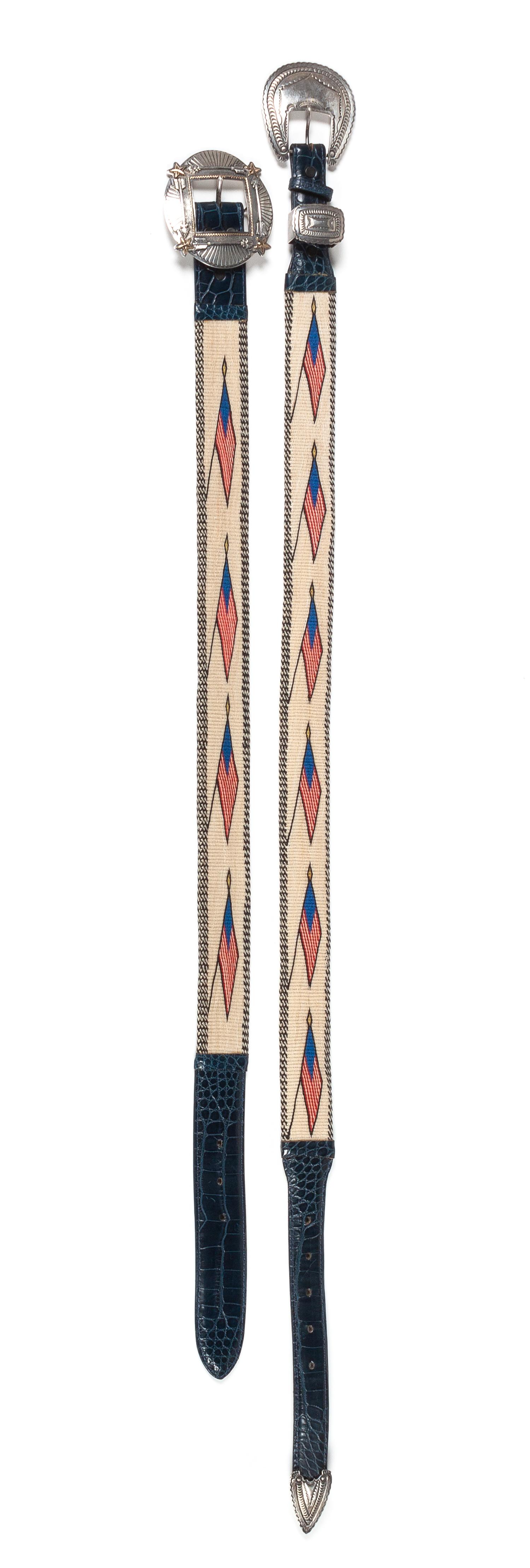 Two Western Style His and Hers Matching Horsehair Western Belts Length of largest 41 inches