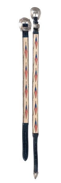 Two Western Style His and Hers Matching Horsehair Western Belts Length of largest 41 inches