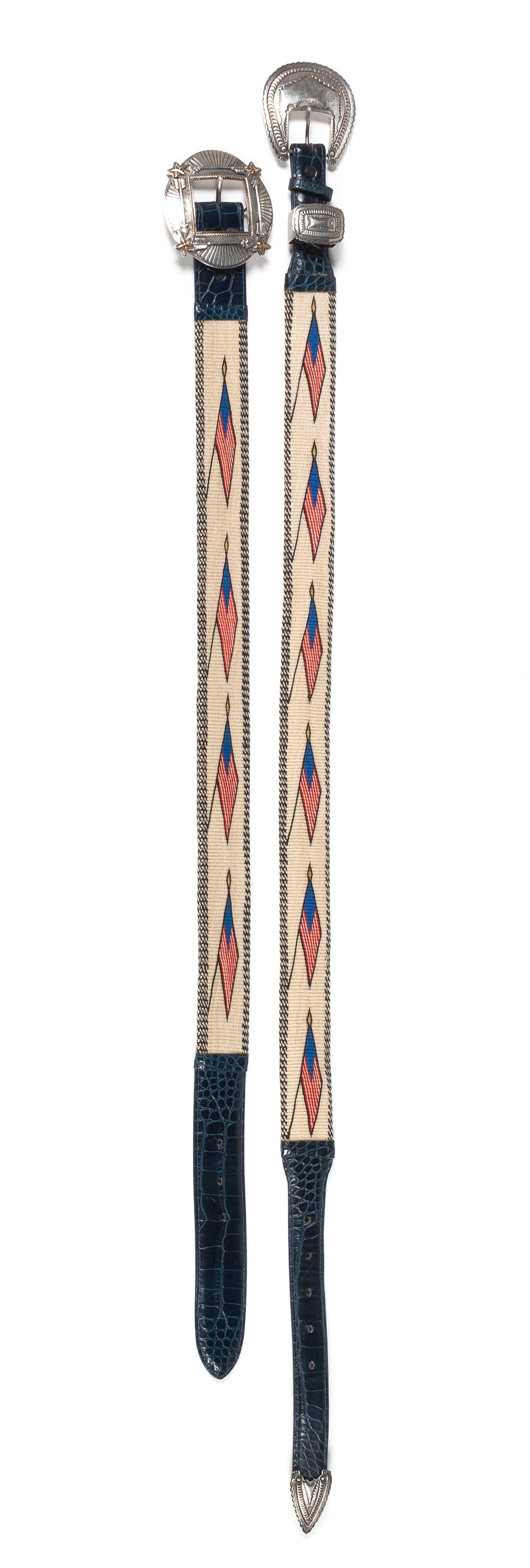 Two Western Style His and Hers Matching Horsehair Western Belts Length of largest 41 inches