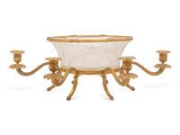 A Louis XVI Style Gilt Bronze and Cut Glass Six-Light Centerpiece Bowl