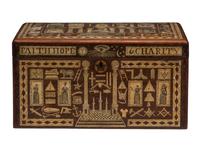 An American Scottish Rite Masonic-Decorated Sulphur Inlaid and Penwork Walnut Cash Box