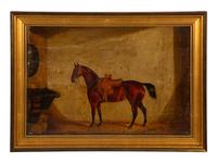 A Saddled Bay Horse in a Stable