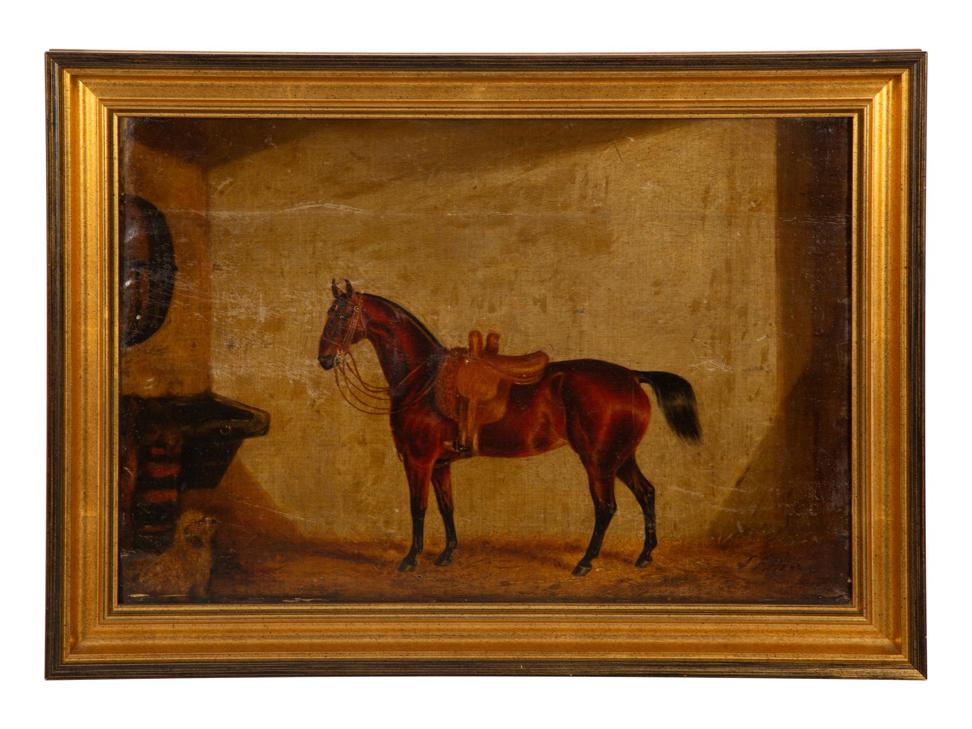 A Saddled Bay Horse in a Stable
