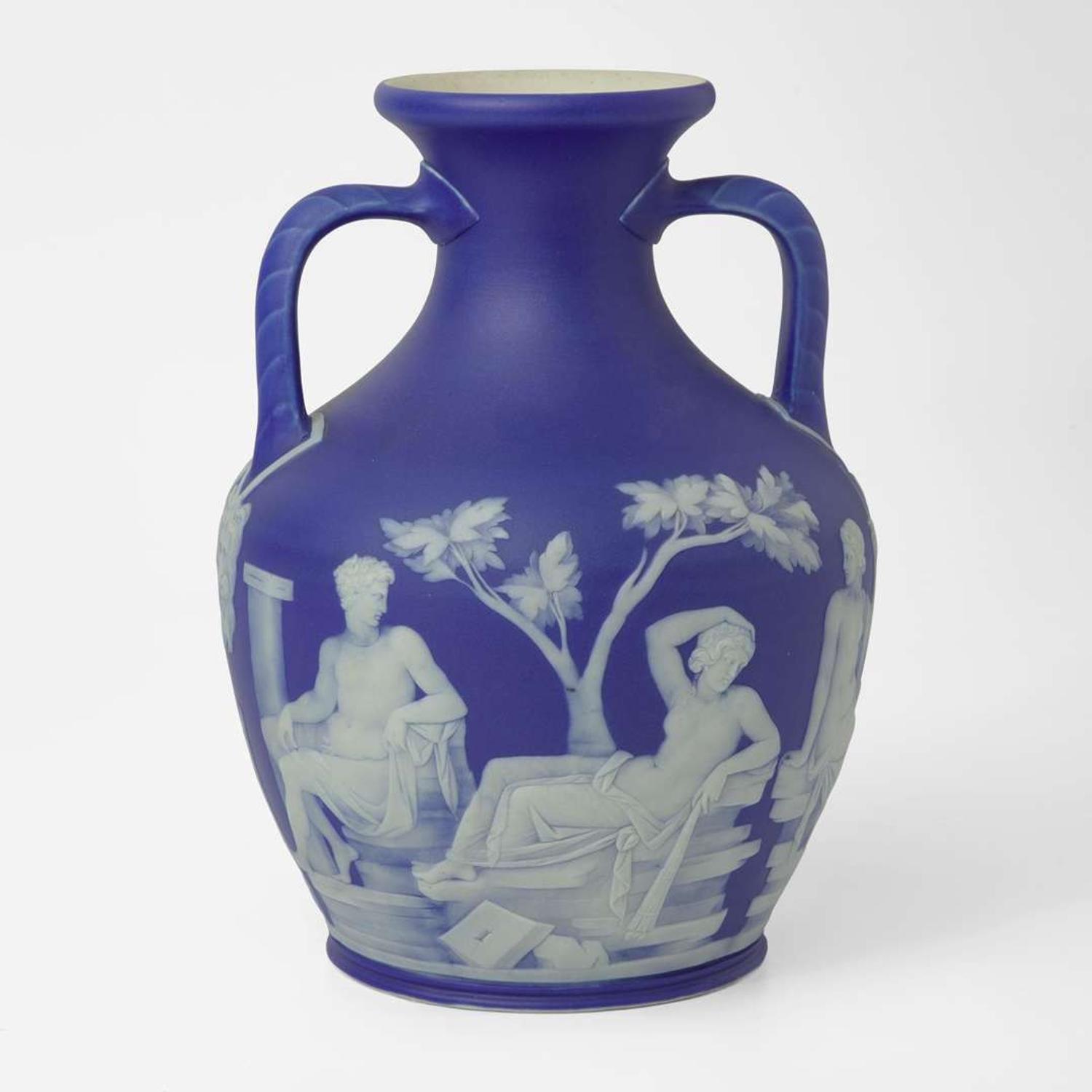 A Wedgwood Blue Dip Jasperware Portland Vase UK, late 19th century