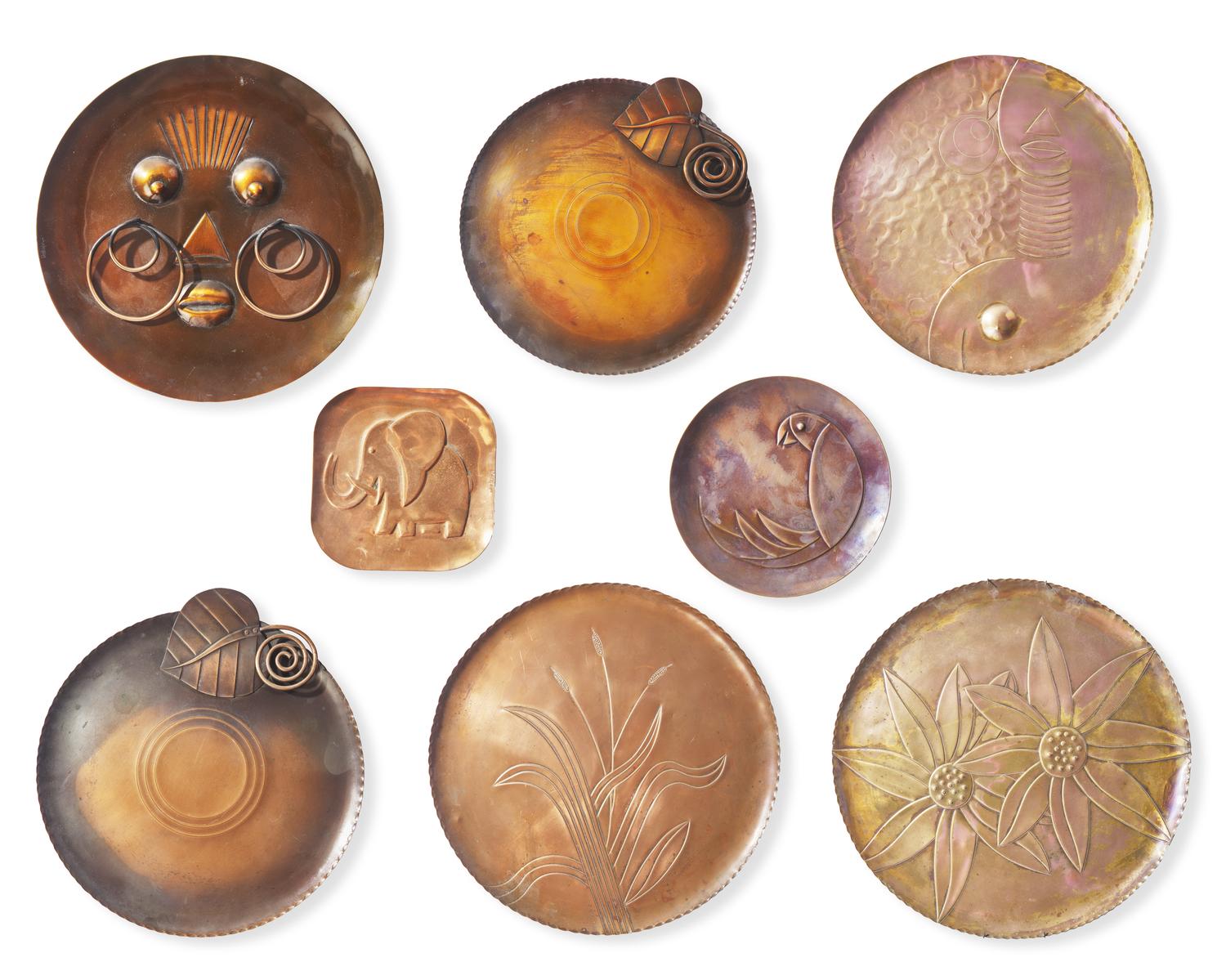 Frank Rebjas (American, b. Dominican Republic, 1907-1990)-A group of eight midcentury modern copper plates
