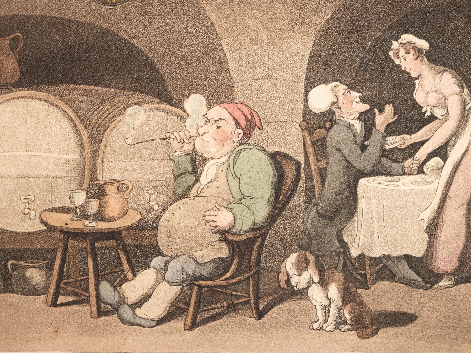 A group of six prints ( The Dance of Death; Dr. Syntax Pursued by a Bull; Dr. Syntax Sells Grizzle; Vision of Skulls; The Cellar Quartette; Setting Out from Edinburgh )