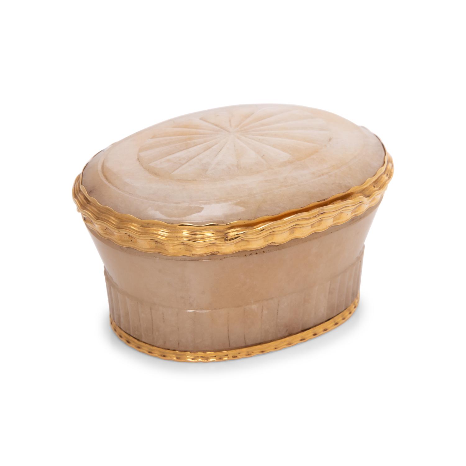 A Louis XVI Gold Mounted Carved Agate Snuff Box