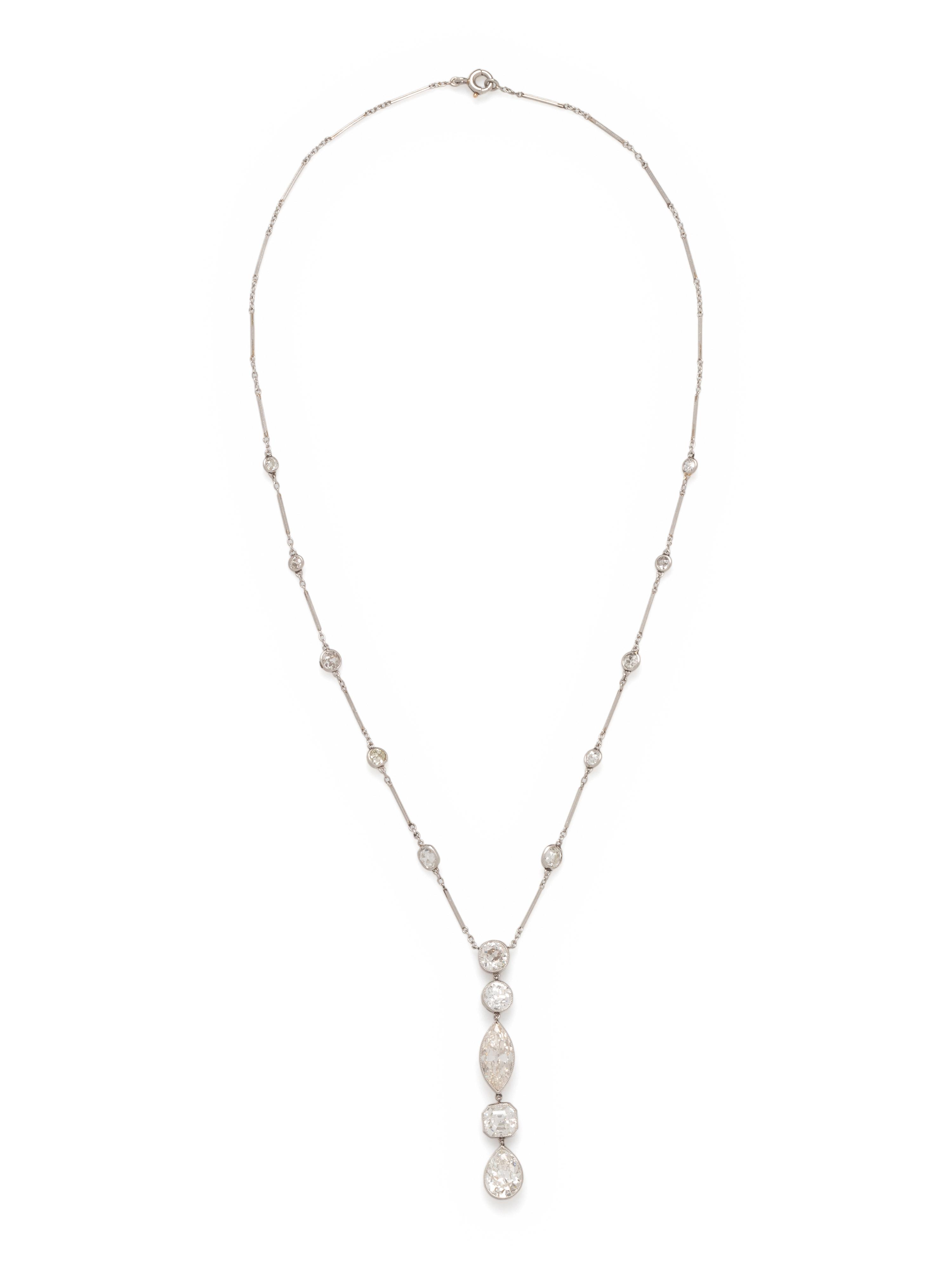 ANTIQUE, DIAMOND LAVALIER NECKLACE