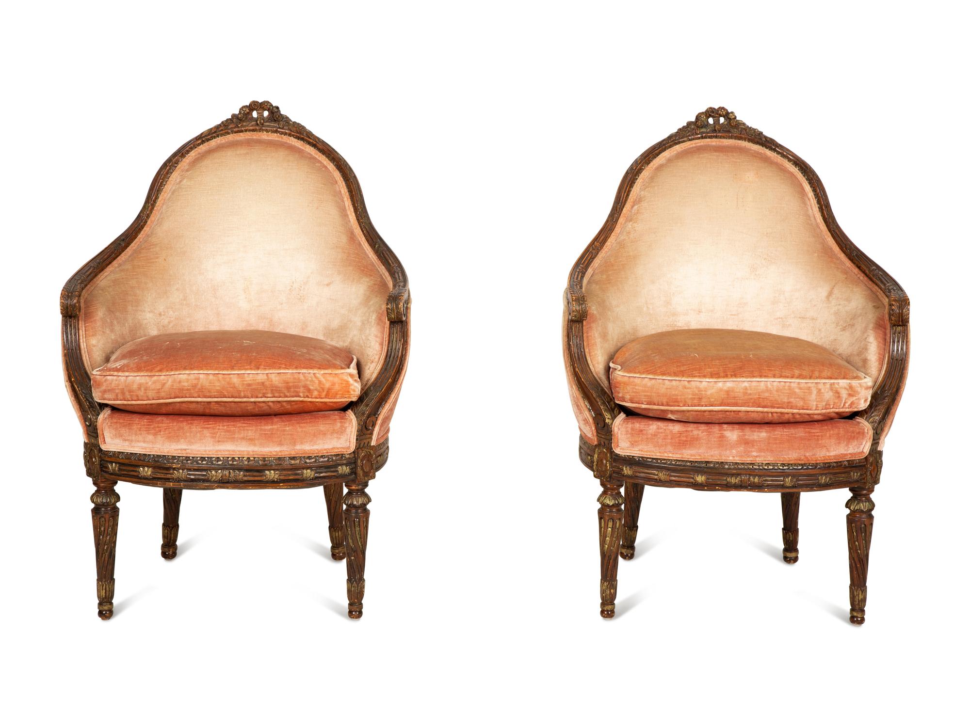 A Pair of Régence Style Carved and Parcel Gilt Bergères — 19th/20th Century