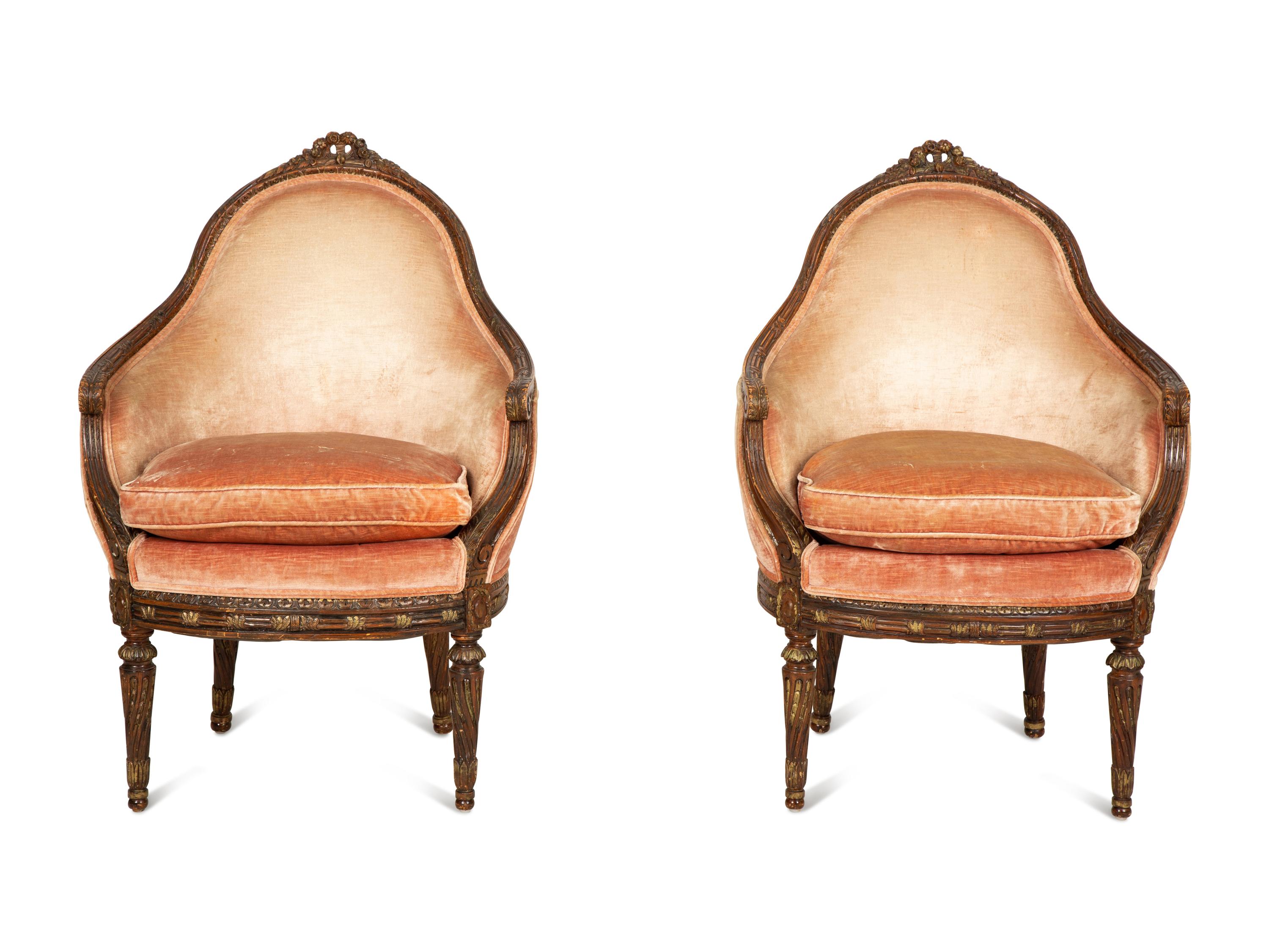 A Pair of Régence Style Carved and Parcel Gilt Bergères — 19th/20th Century