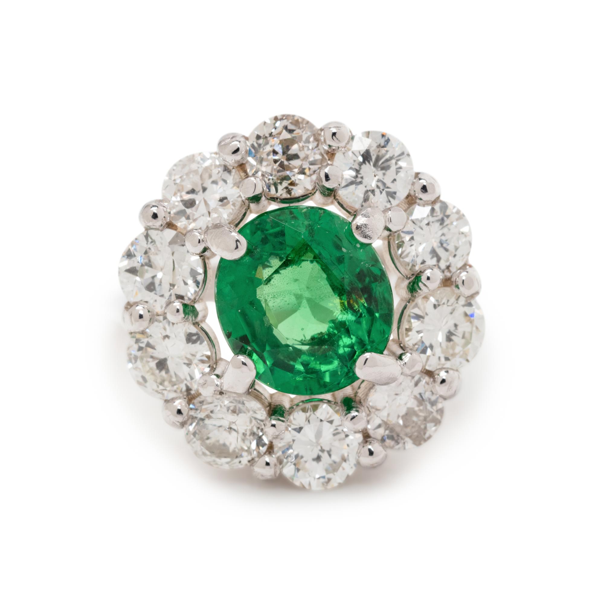 TSAVORITE AND DIAMOND RING