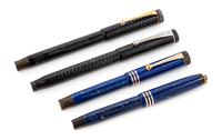 A Group of Four Parker Fountain Pens Length of first 5 3/8 inches.