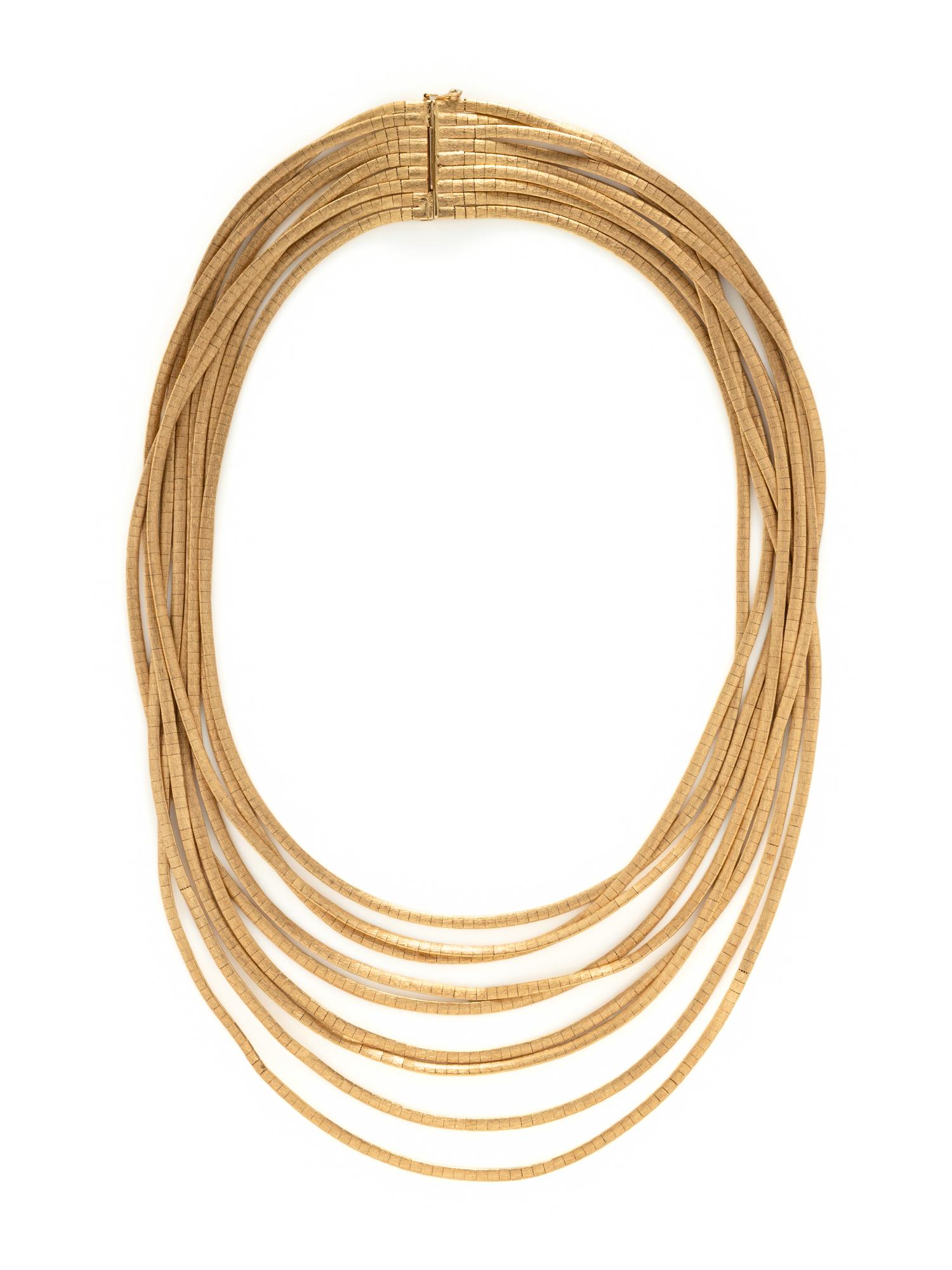 YELLOW GOLD MULTISTRAND NECKLACE AND BRACELET