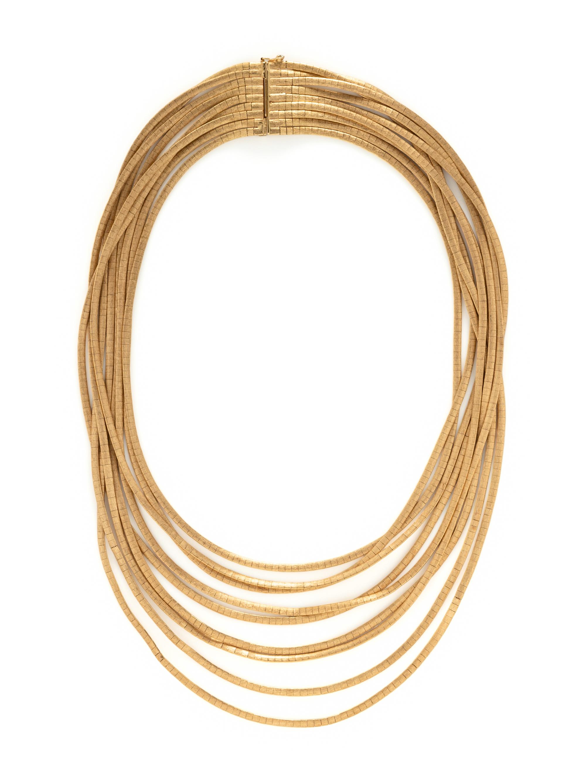 YELLOW GOLD MULTISTRAND NECKLACE AND BRACELET