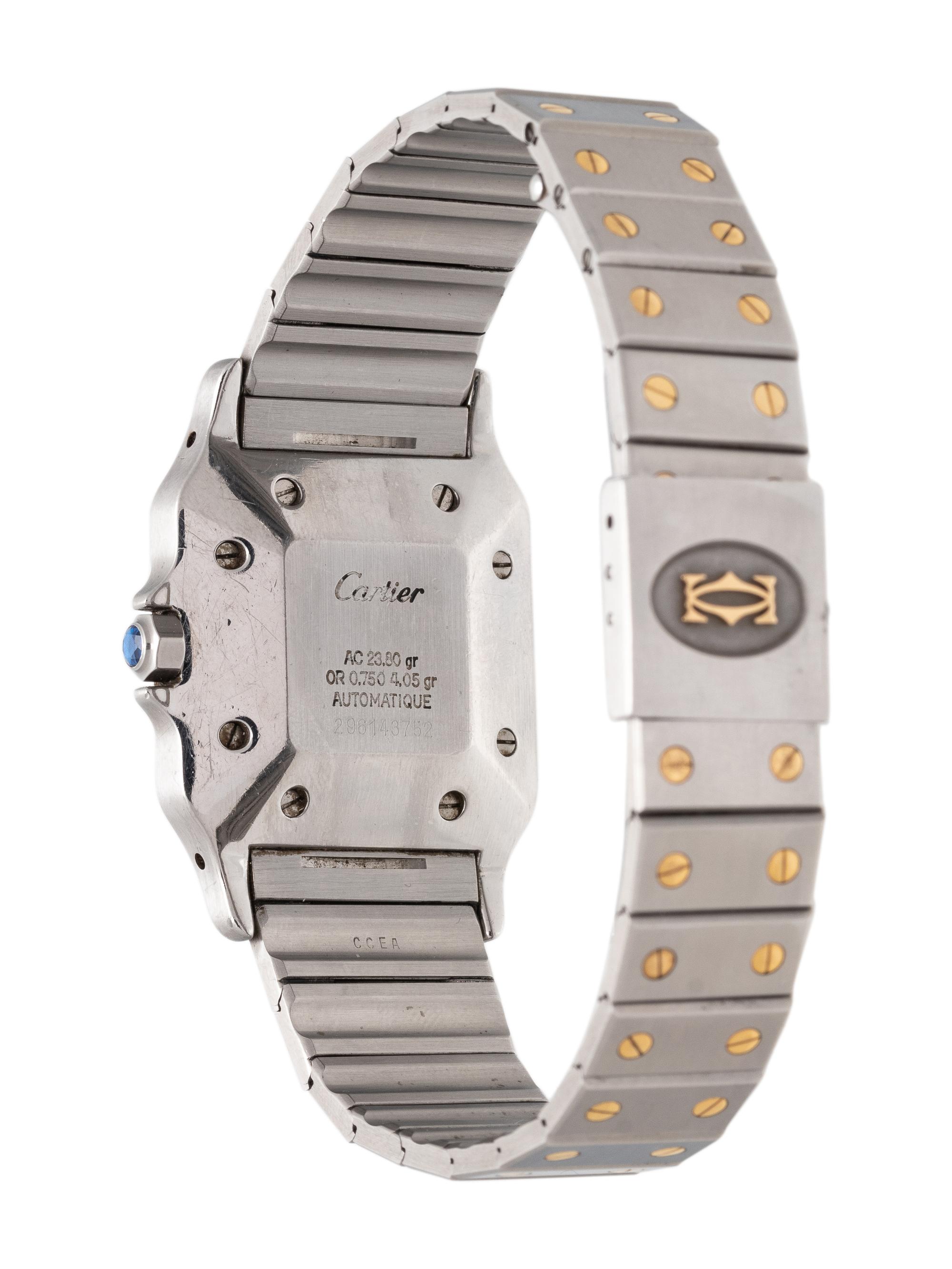 CARTIER, STAINLESS STEEL AND 18K YELLOW GOLD 'SANTOS' WRISTWATCH