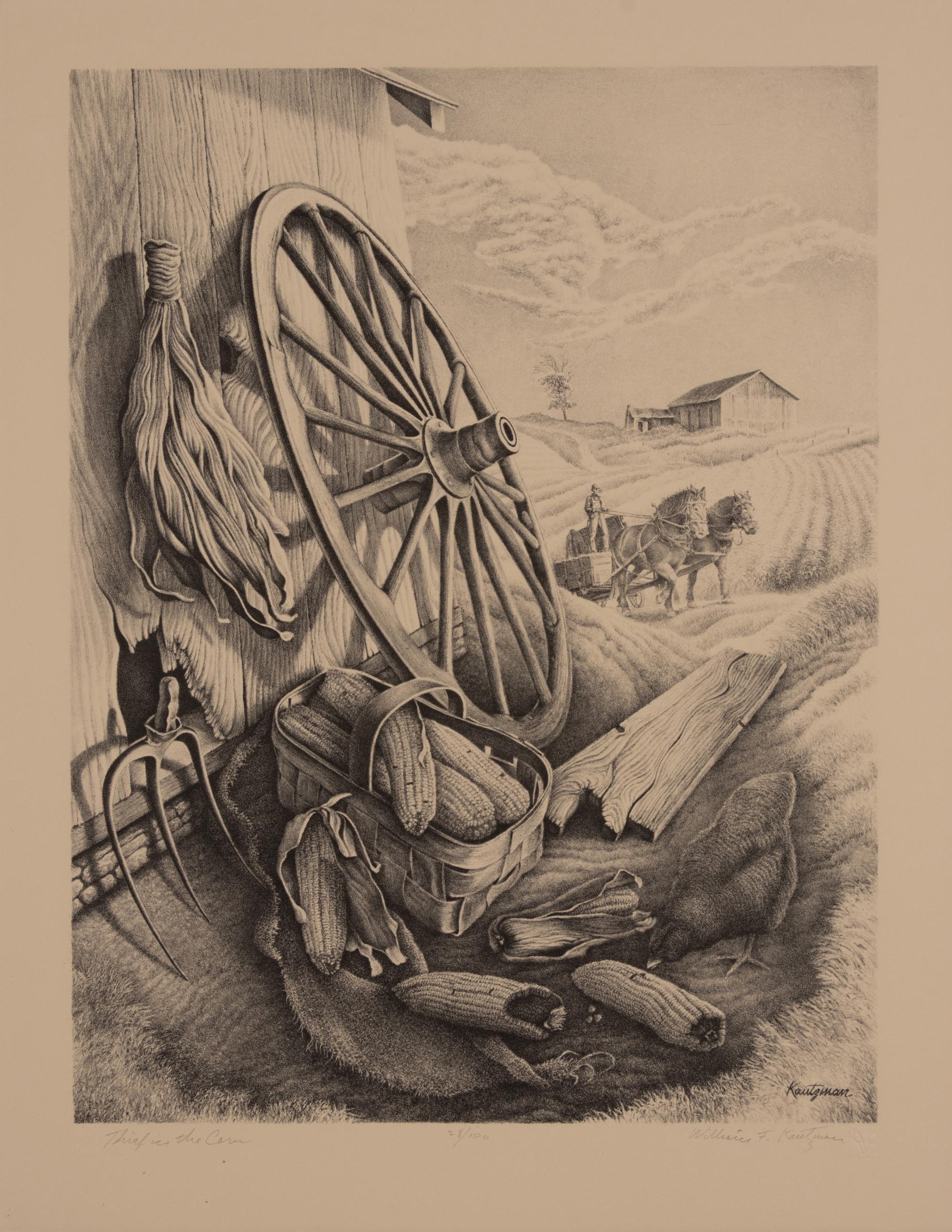 A group of three prints ( Evening Chores; Posting the Letter; Thief in the Corn )