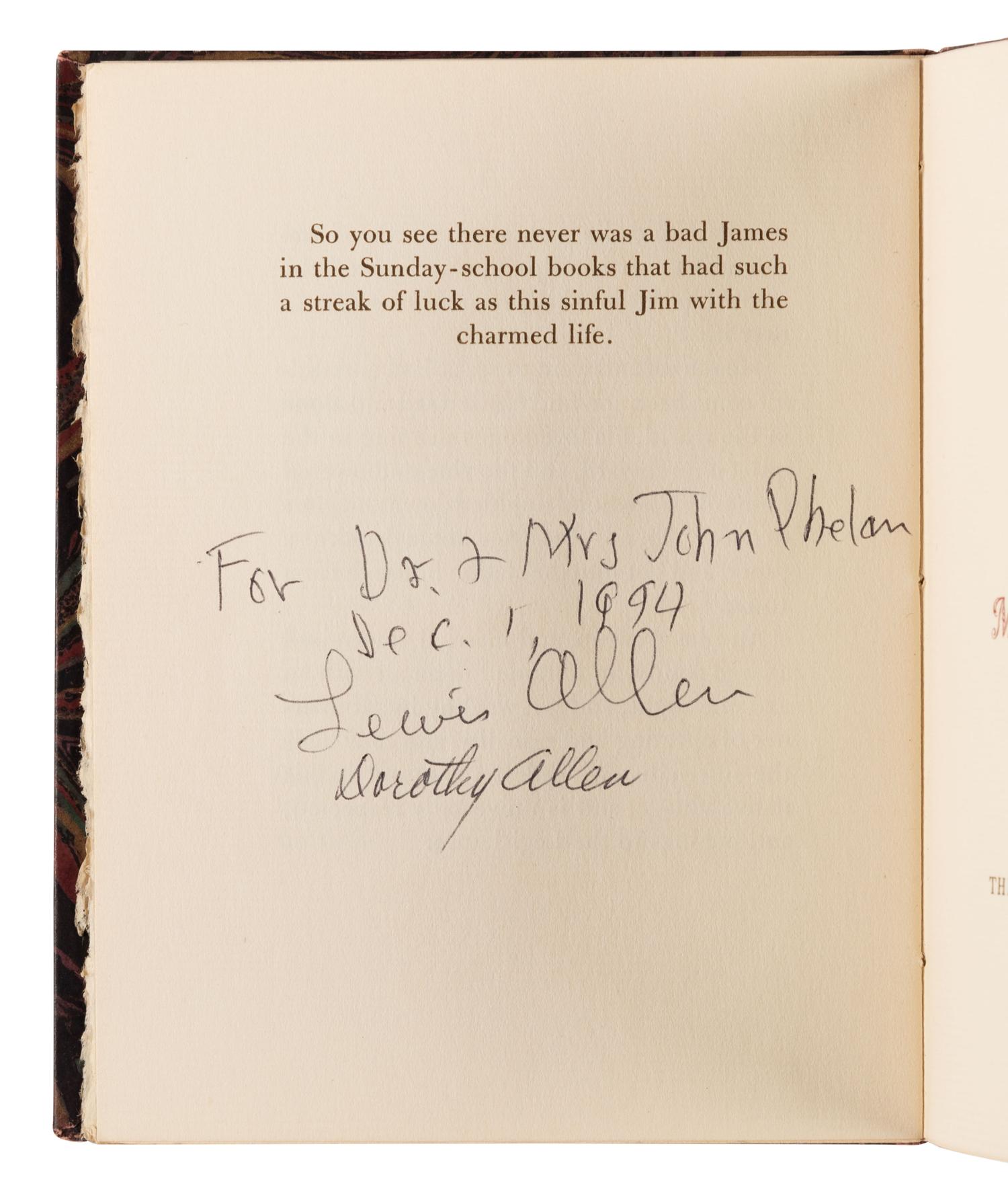 [ALLEN PRESS]. TWAIN, Mark (1835-1910). The Christmas Fireside: The Story of a Bad Little Boy that Bore a Charmed Life . Hillsborough, CA: The Allen Press, 1949.