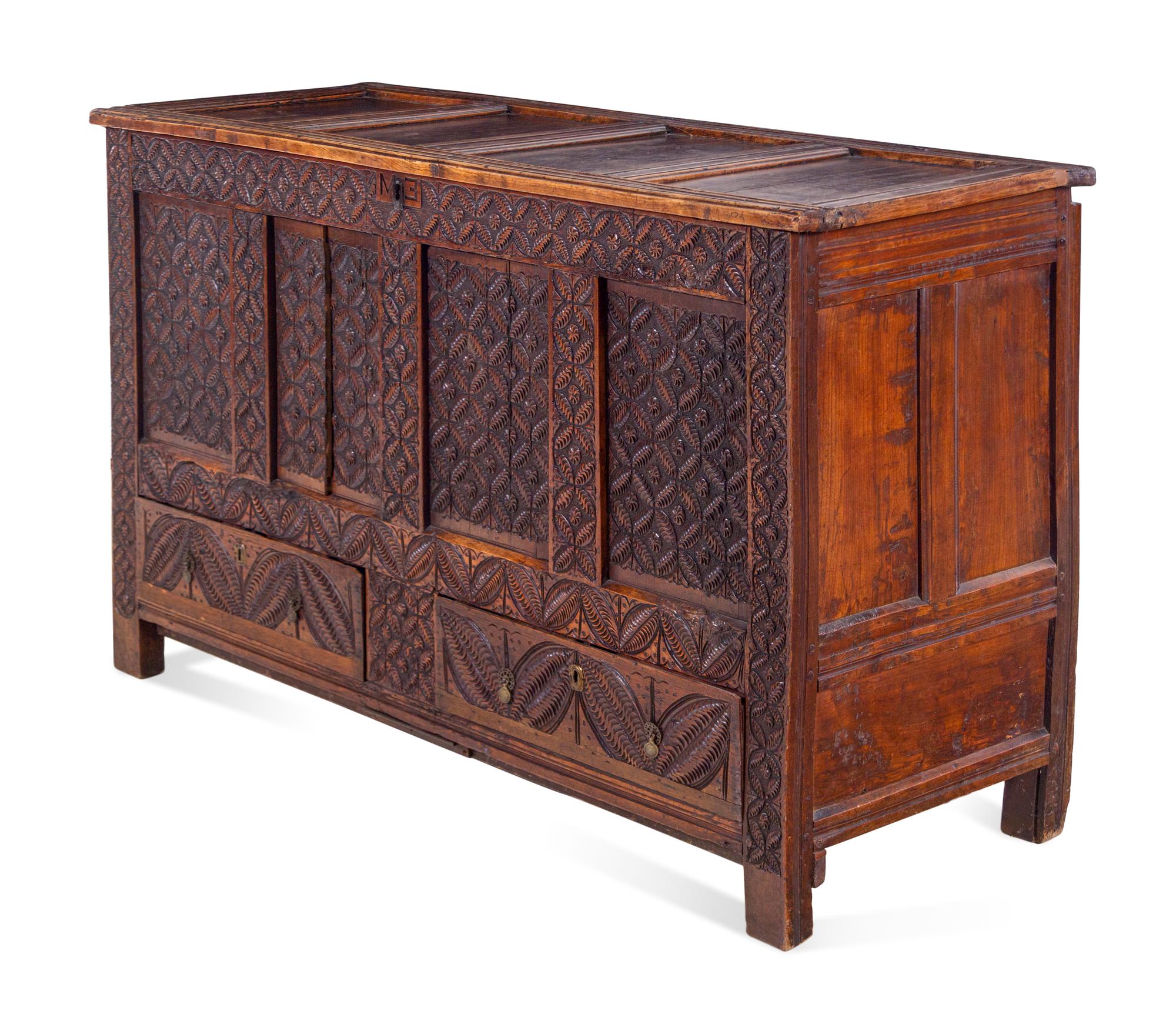 A Charles II Carved Oak Chest