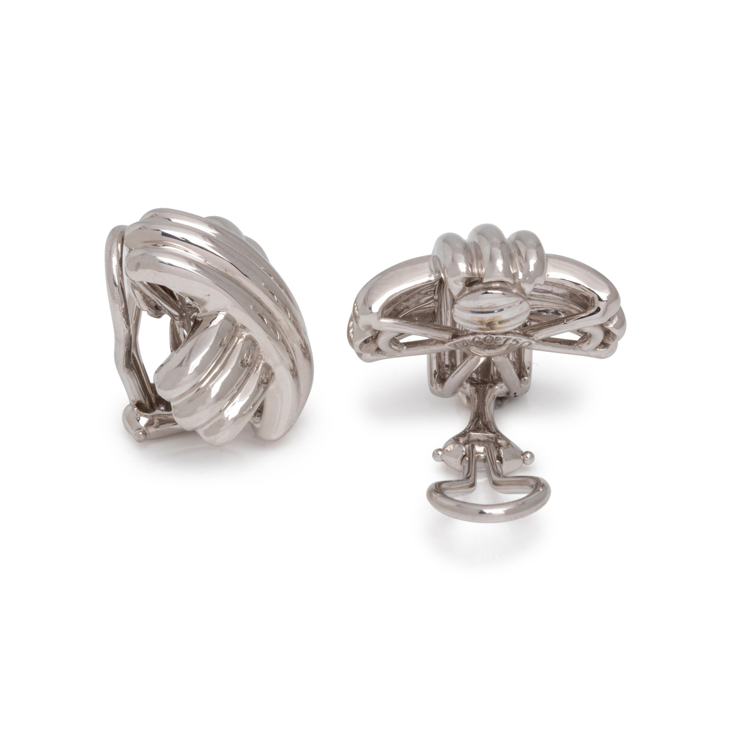 TIFFANY & CO., WHITE GOLD ‘X’ EARCLIPS