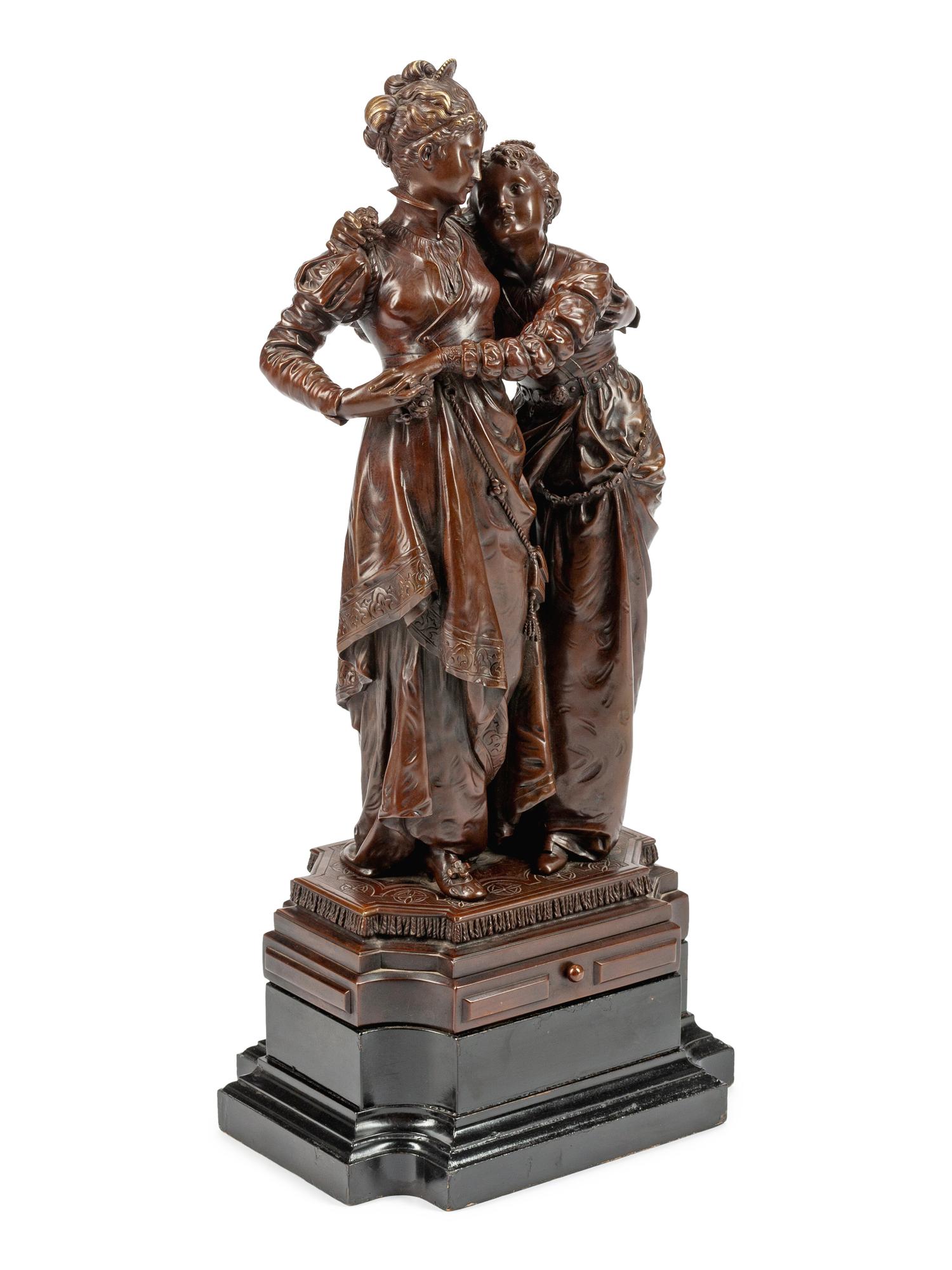 A French Patinated Bronze Figural Group