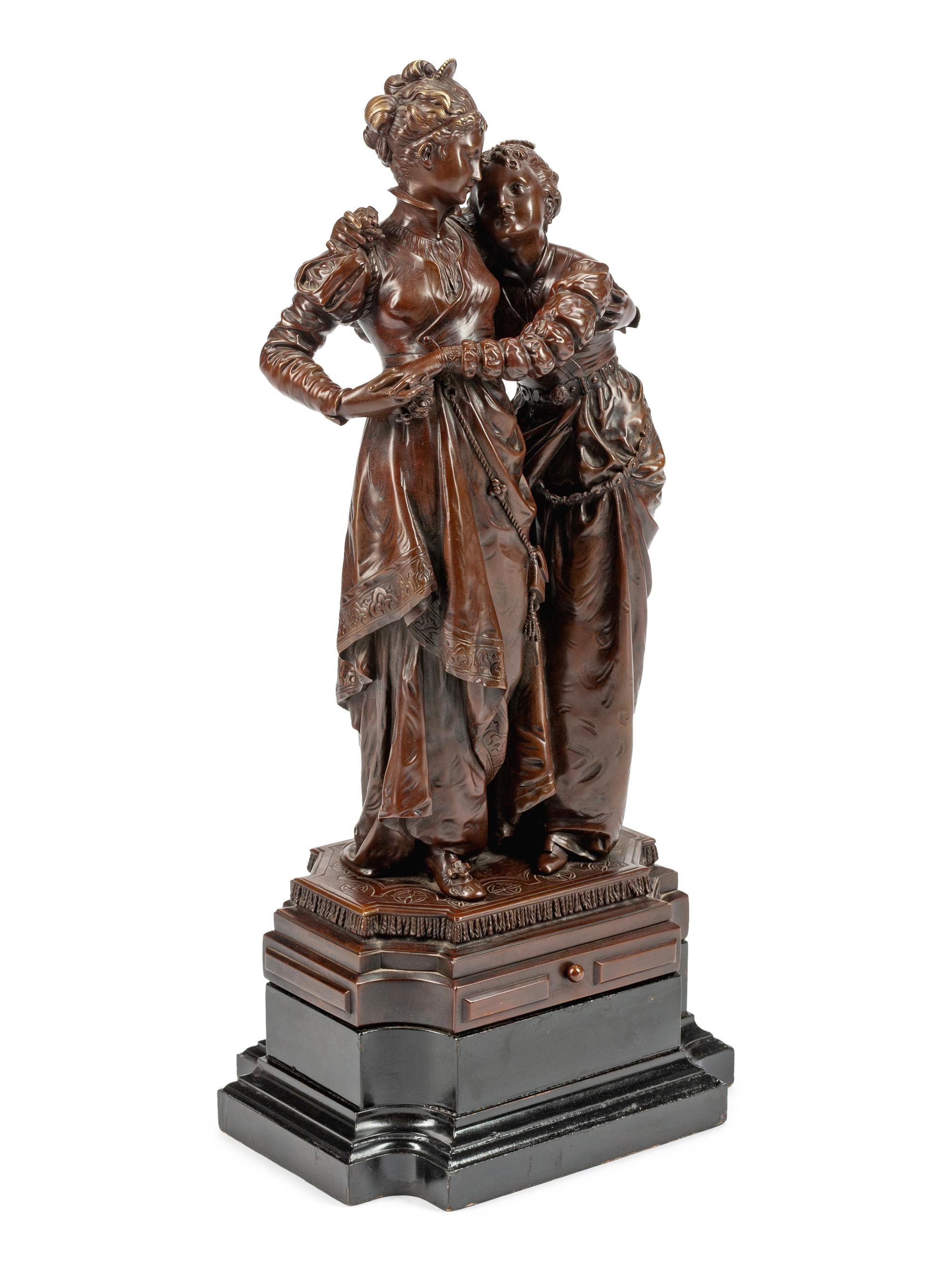 A French Patinated Bronze Figural Group