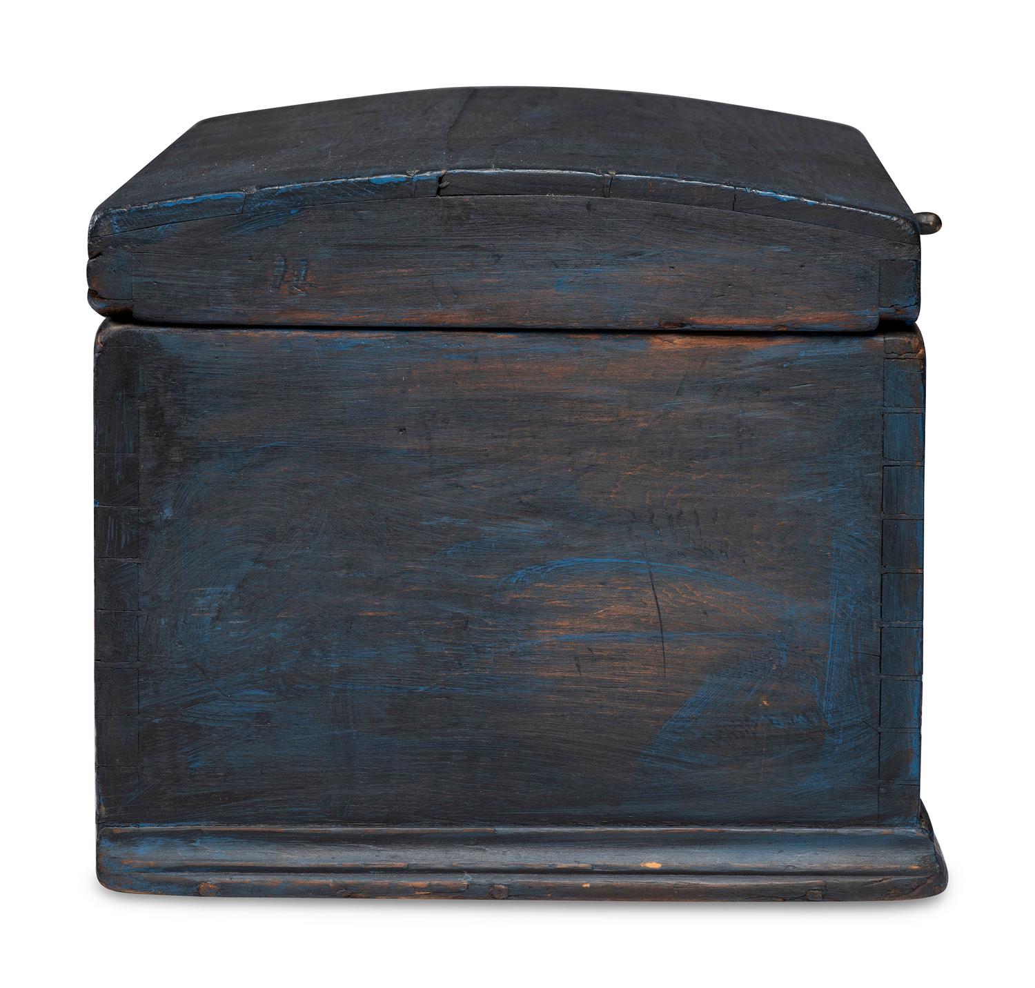 A Country Blue-Painted Pine Dome-Top Chest or Document Box