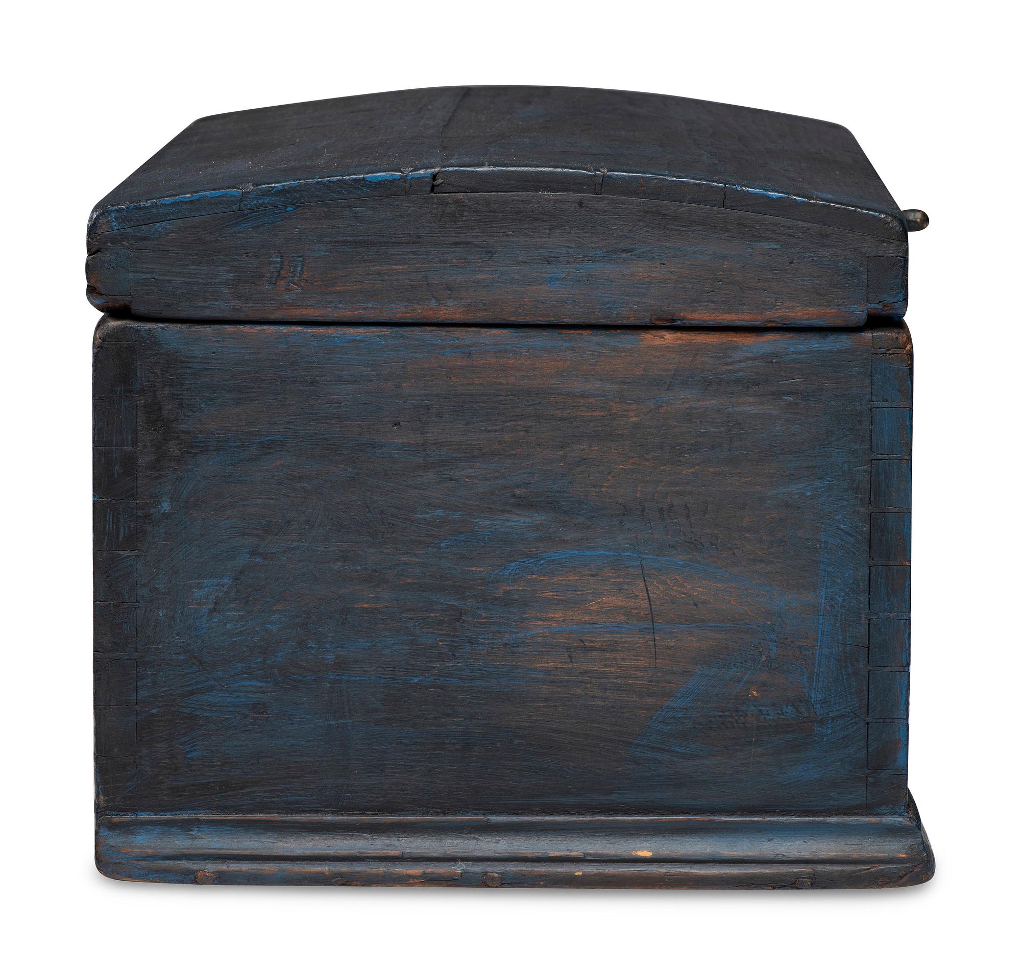 A Country Blue-Painted Pine Dome-Top Chest or Document Box