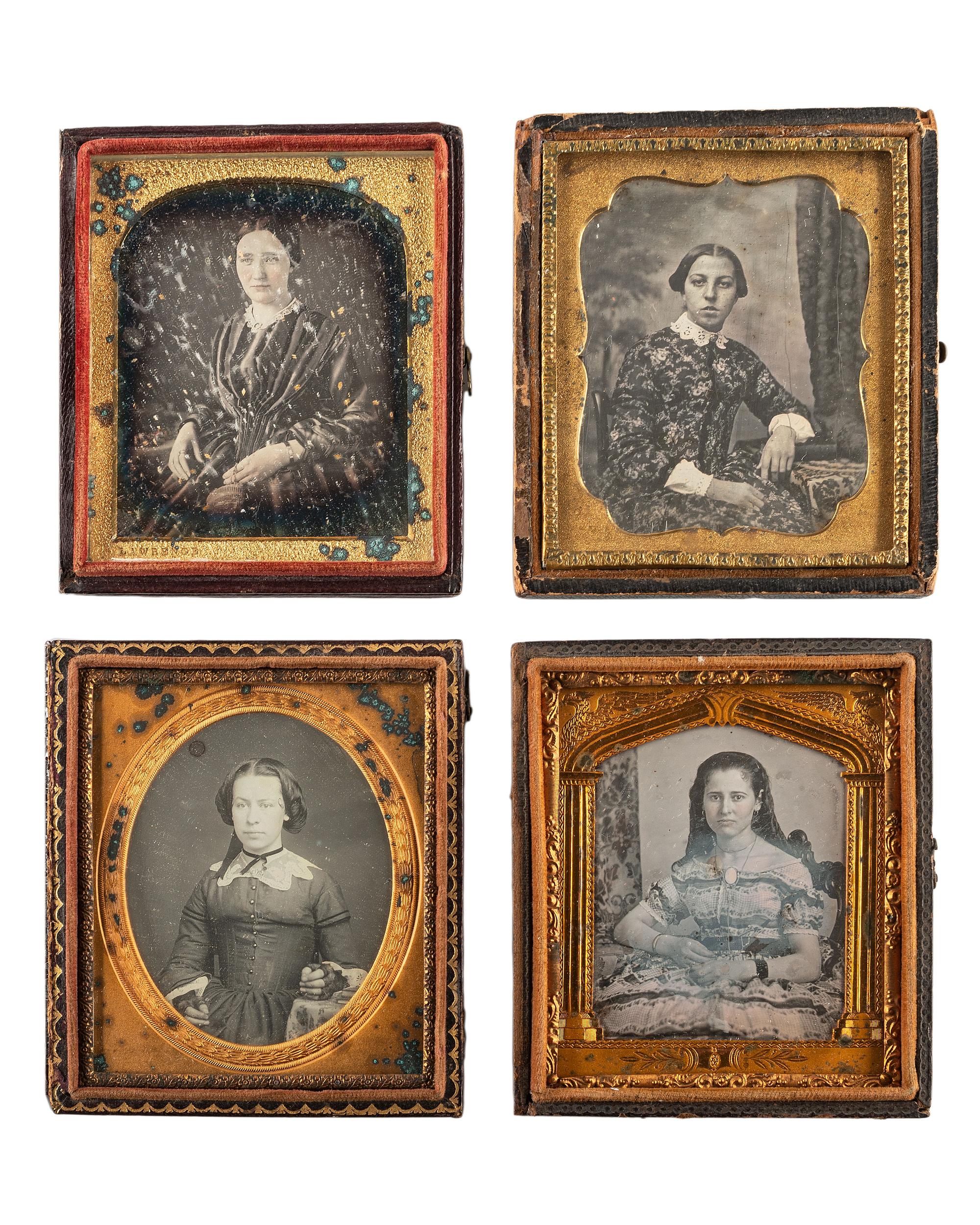 [EARLY PHOTOGRAPHY]. A group of 24 daguerreotypes of lovely young women, including: