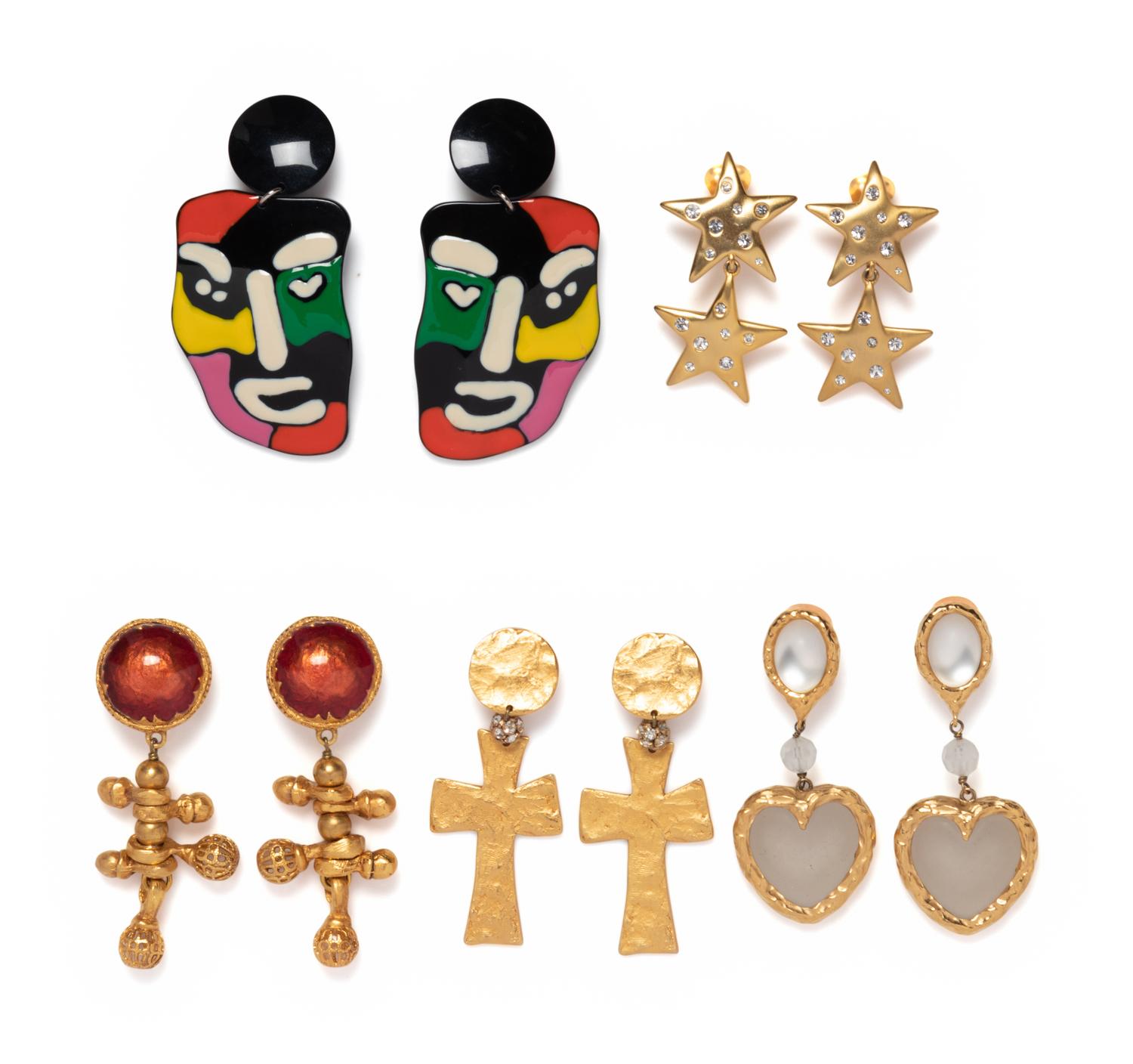 Five Pairs Of Designer Earrings:Two Christian LaCroix, Missoni, Kenneth Jay Lane, Swarovski