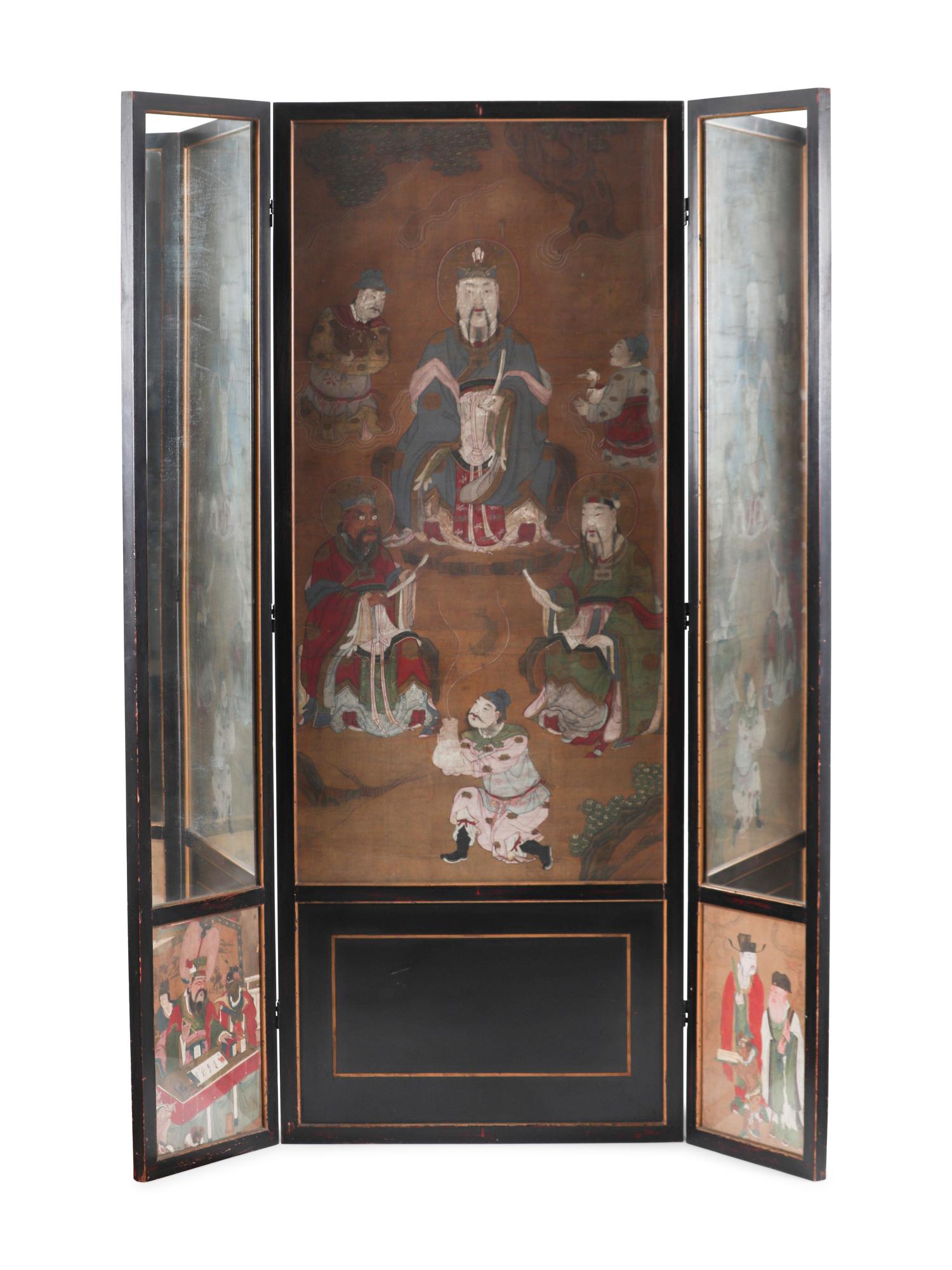 A Daoist Water and Land Ritual Painting Floor Screen