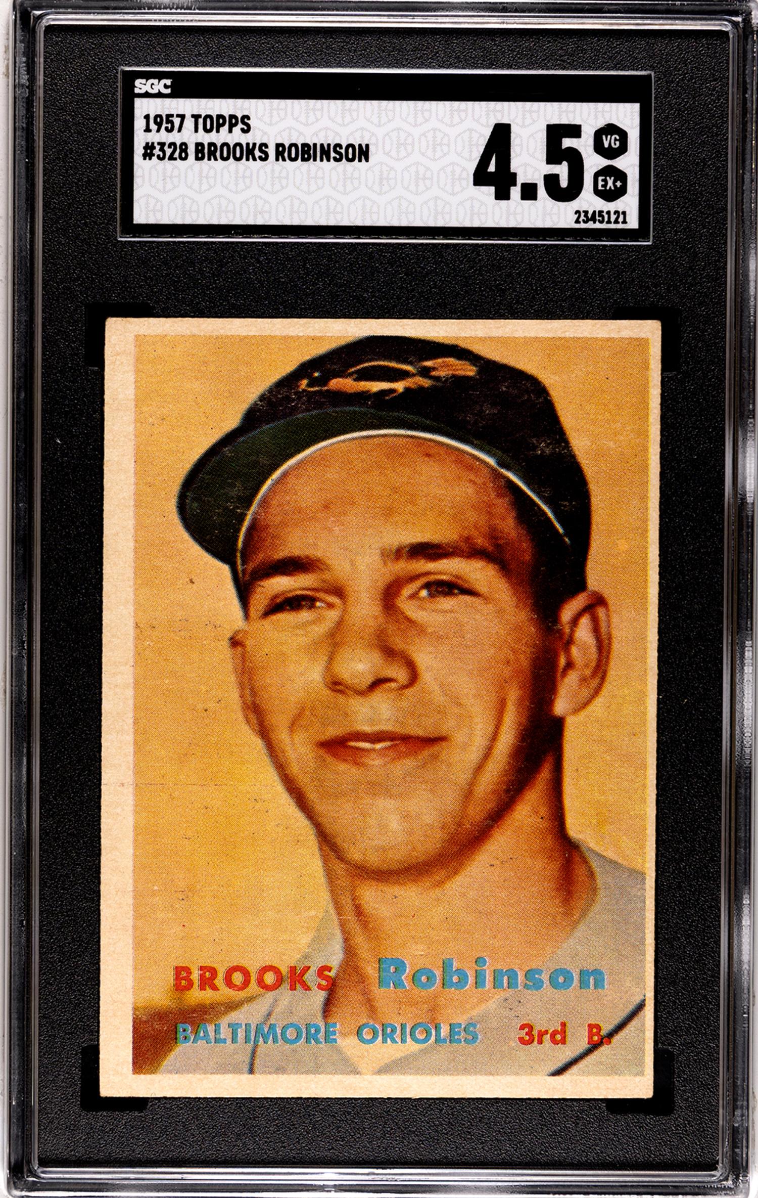 A 1957 Topps Brooks Robinson Rookie Baseball Card No. 328 (SGC 4.5 VG-EX+)