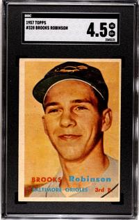 A 1957 Topps Brooks Robinson Rookie Baseball Card No. 328 (SGC 4.5 VG-EX+)