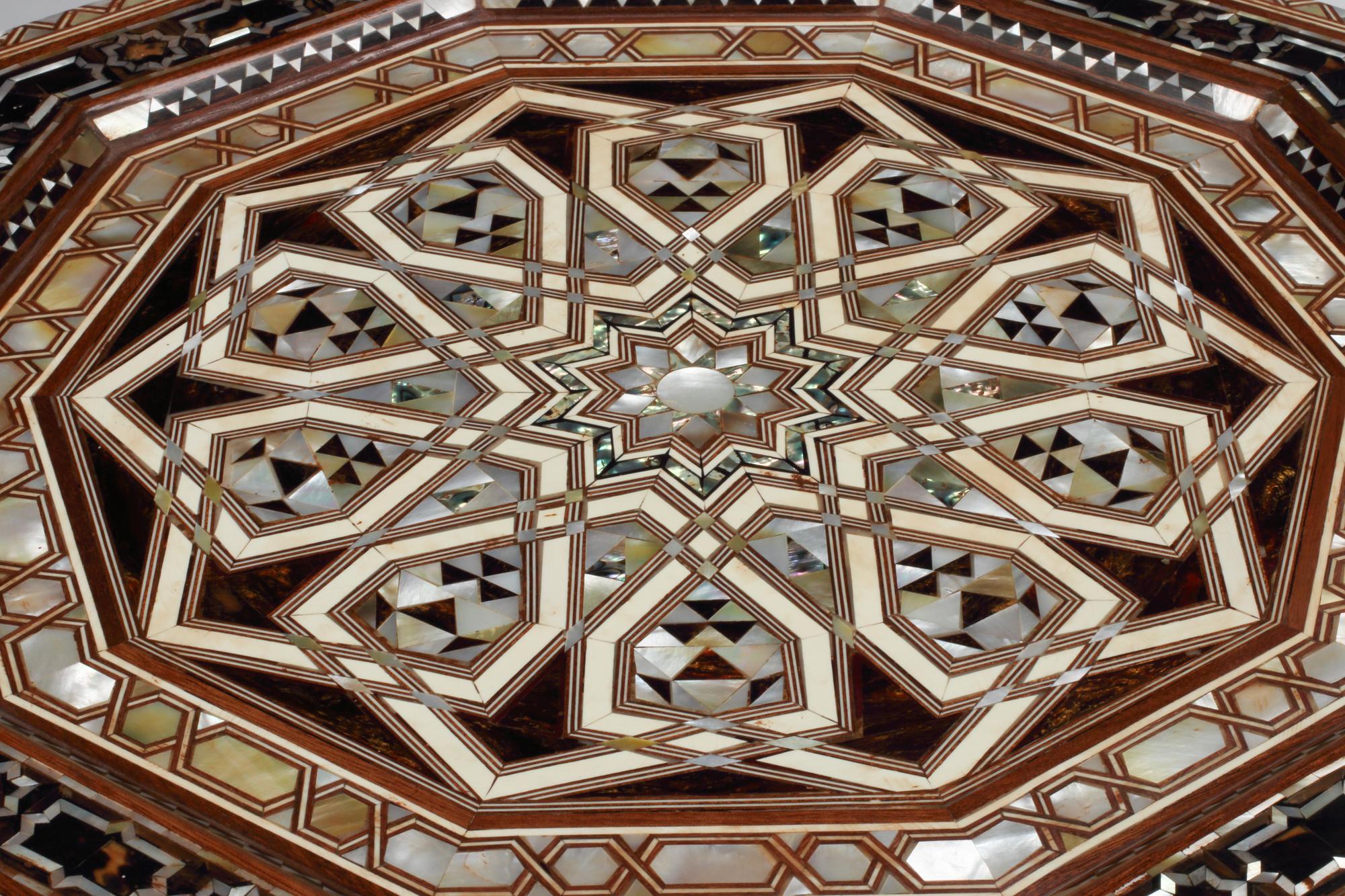 A Pair of Moorish Style Marquetry Side Tables