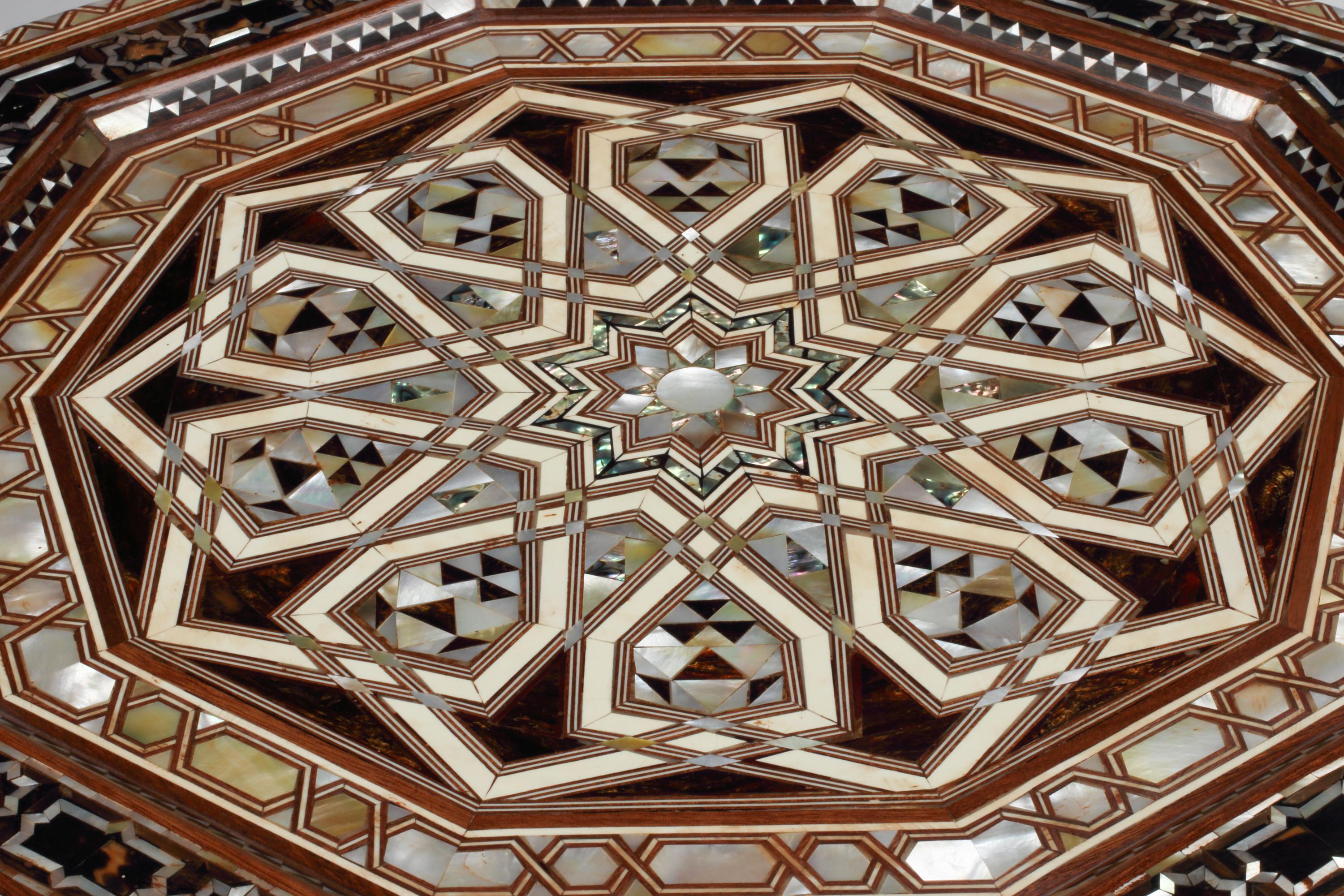 A Pair of Moorish Style Marquetry Side Tables