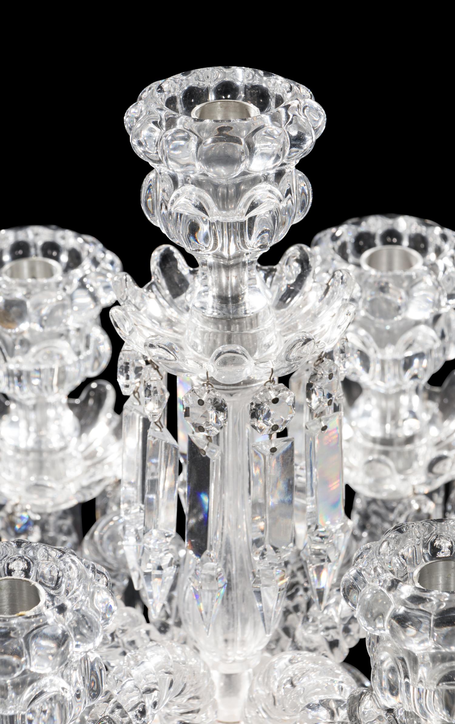 A Baccarat Molded Glass Seven-Light Candelabrum