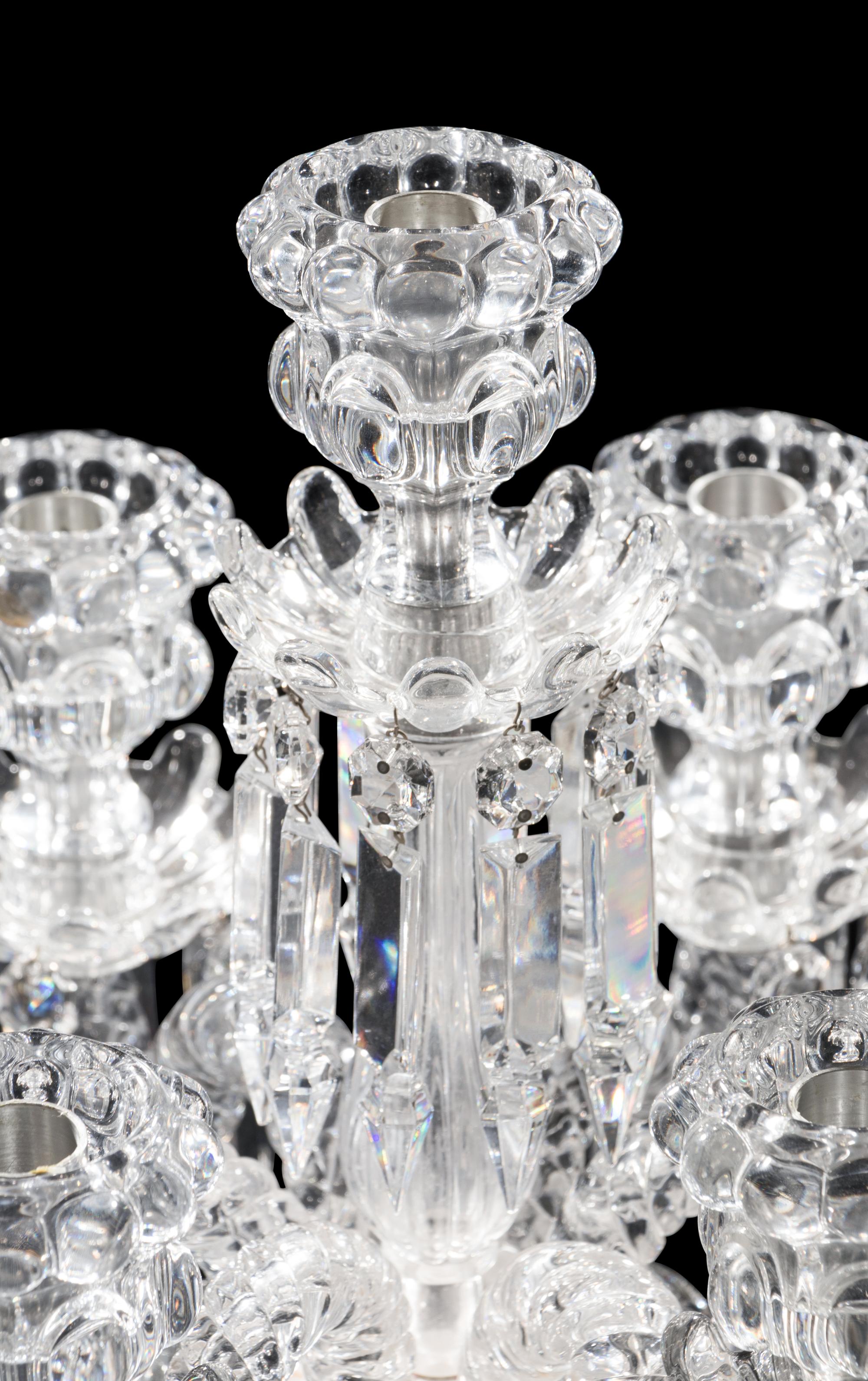 A Baccarat Molded Glass Seven-Light Candelabrum