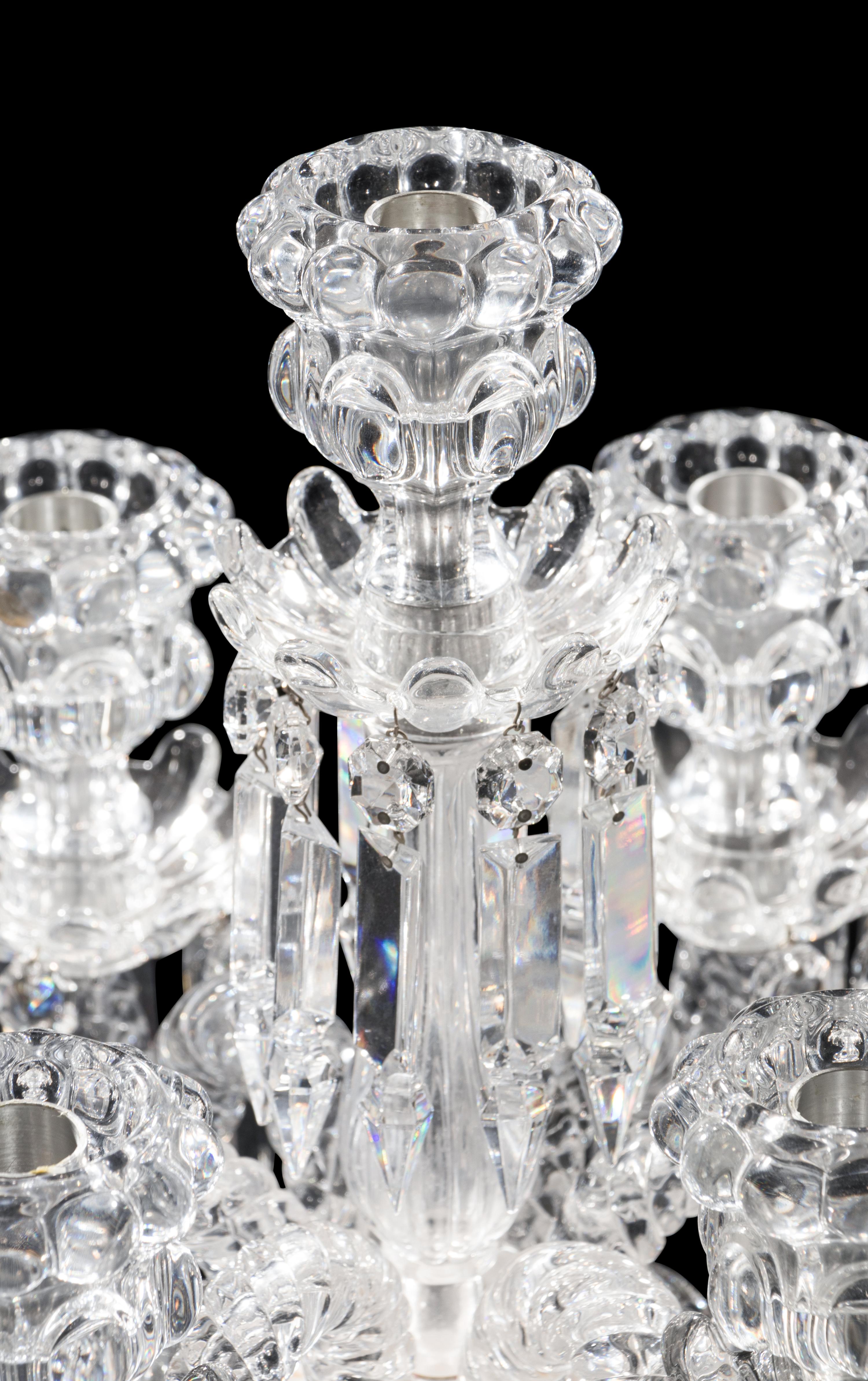 A Baccarat Molded Glass Seven-Light Candelabrum