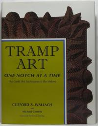 A Fine Tramp Art Parquetry Library Table and Book, Tramp Art: One Notch at a Time by Clifford Wallach